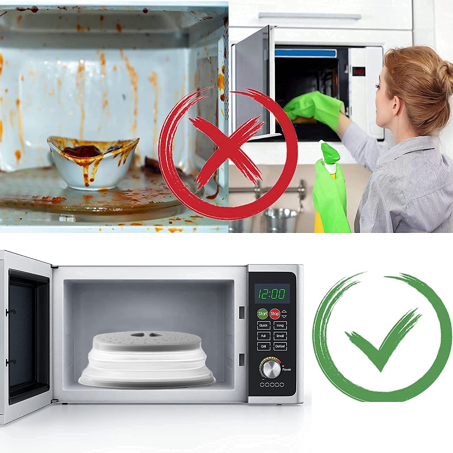 Thermoplastic Rubber Microwave Splatter Cover,Microwave Cover For Food Fruit Drainer,Bpa Free Dishwasher Safe 10.5 Inch (Grey)