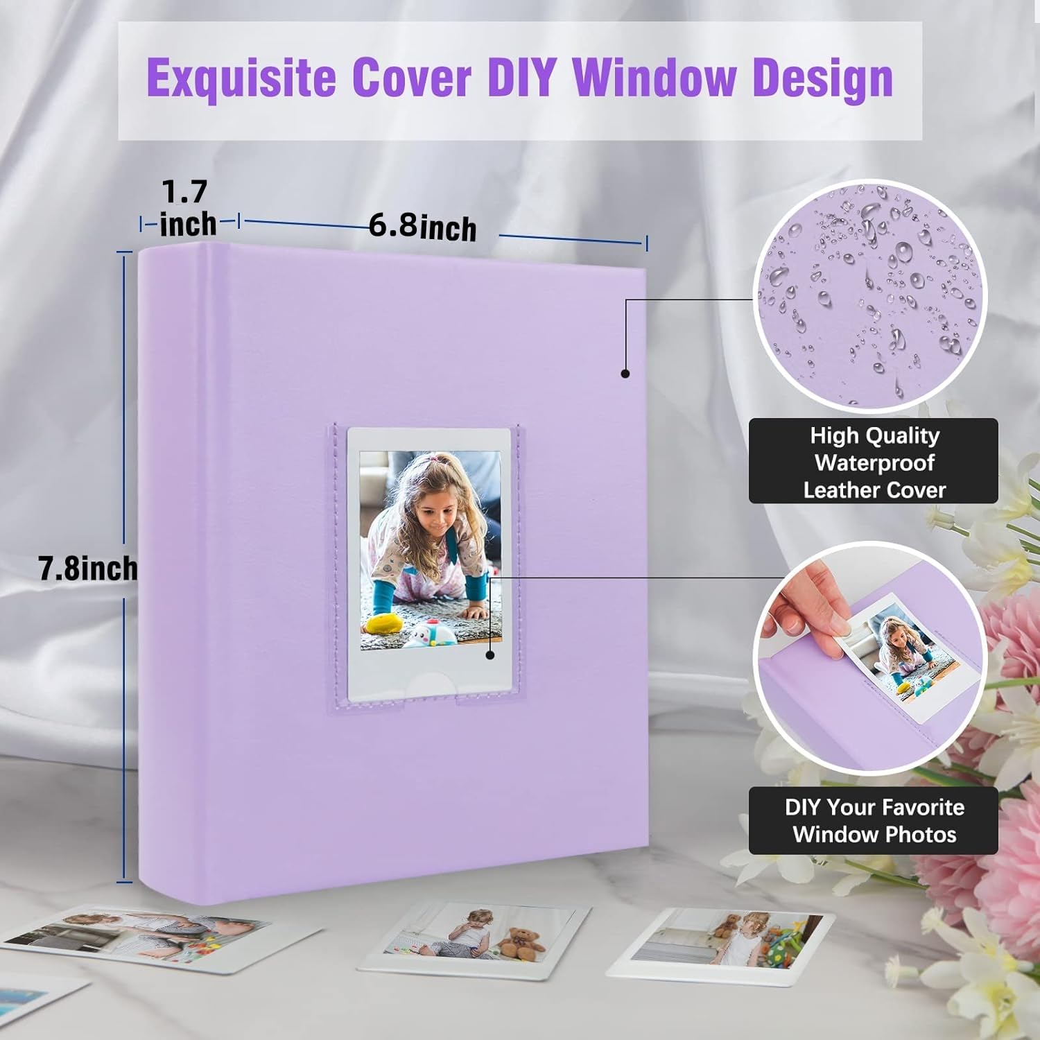 Photo Album For Fujifilm Instax Mini Camera, 180 Pockets Photo Album With Writing Space For Polaroid, Leather Cover, 2X3 Photo Album For Instax Mini 12 11 9 40 8 7 Evo Liplay Instant Camera (Purple)