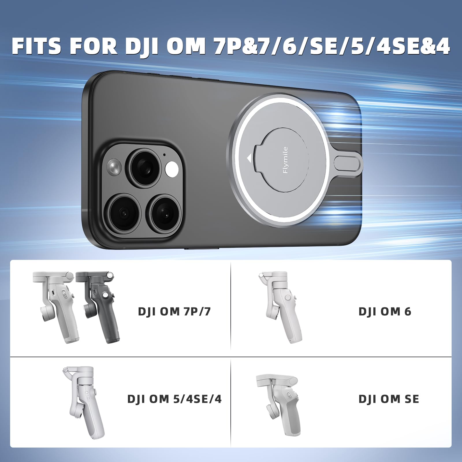 Flymile Magnetic Phone Holder Adapter For Dji Osmo Mobile 7/7P/6/5/4/Se, For Magsafe Quick-Release Mount - Compatible With Dji O