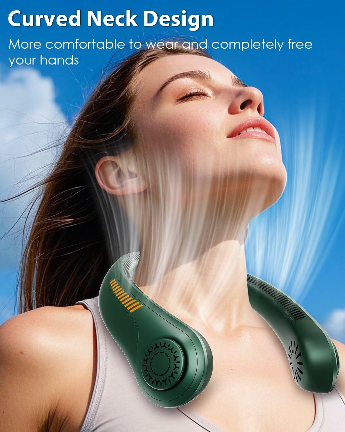 Portable Neck Fan - Neck Fans That Blow Cold Air, Hands-Free Usb Rechargeable Wearable Personal Fan With Neckbrace, 5 Adjustable