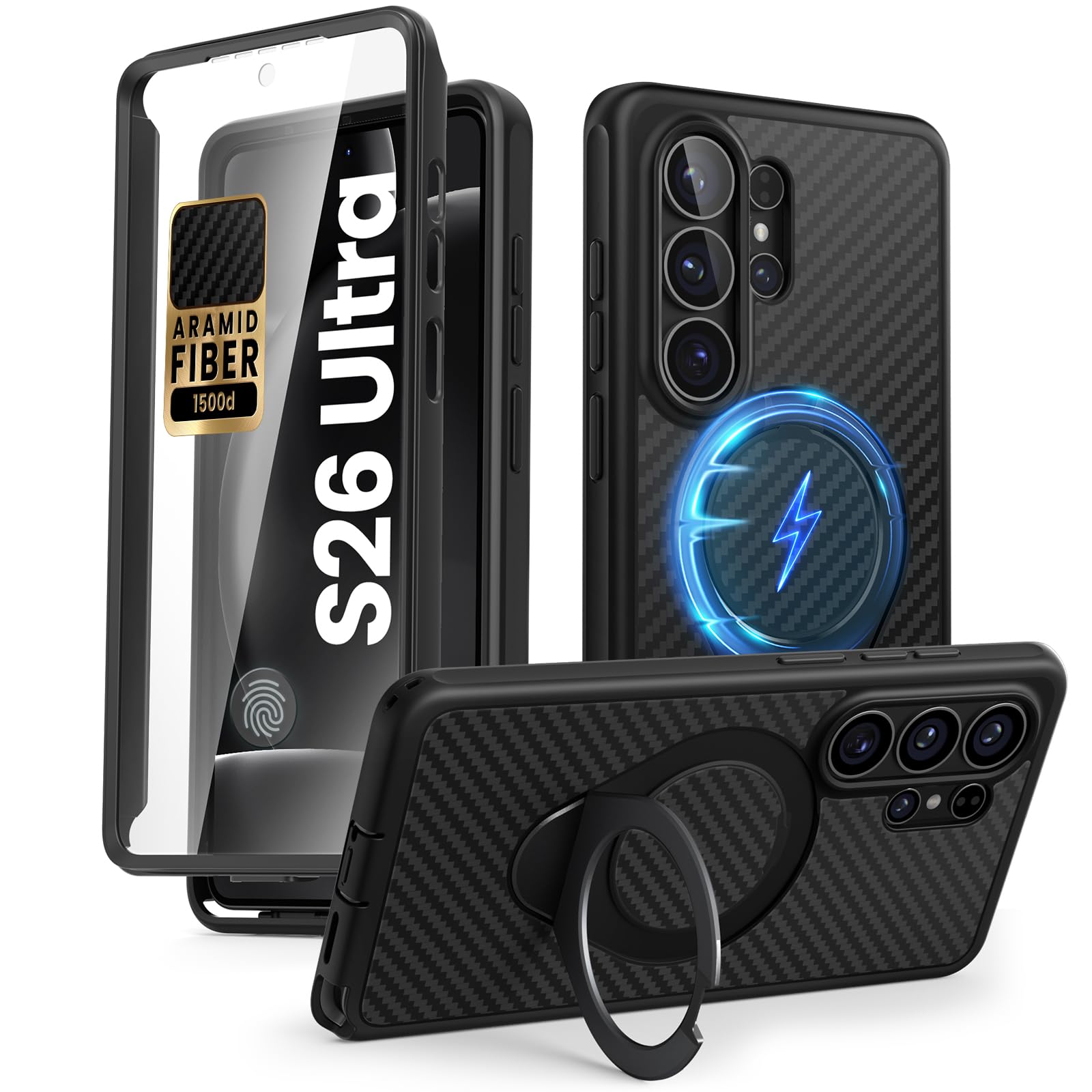 i-Blason for Samsung Galaxy S26 Ultra Case with Magnetic Stand, Aramid Fiber Made [Built-in Screen Protector] [Compatible with M