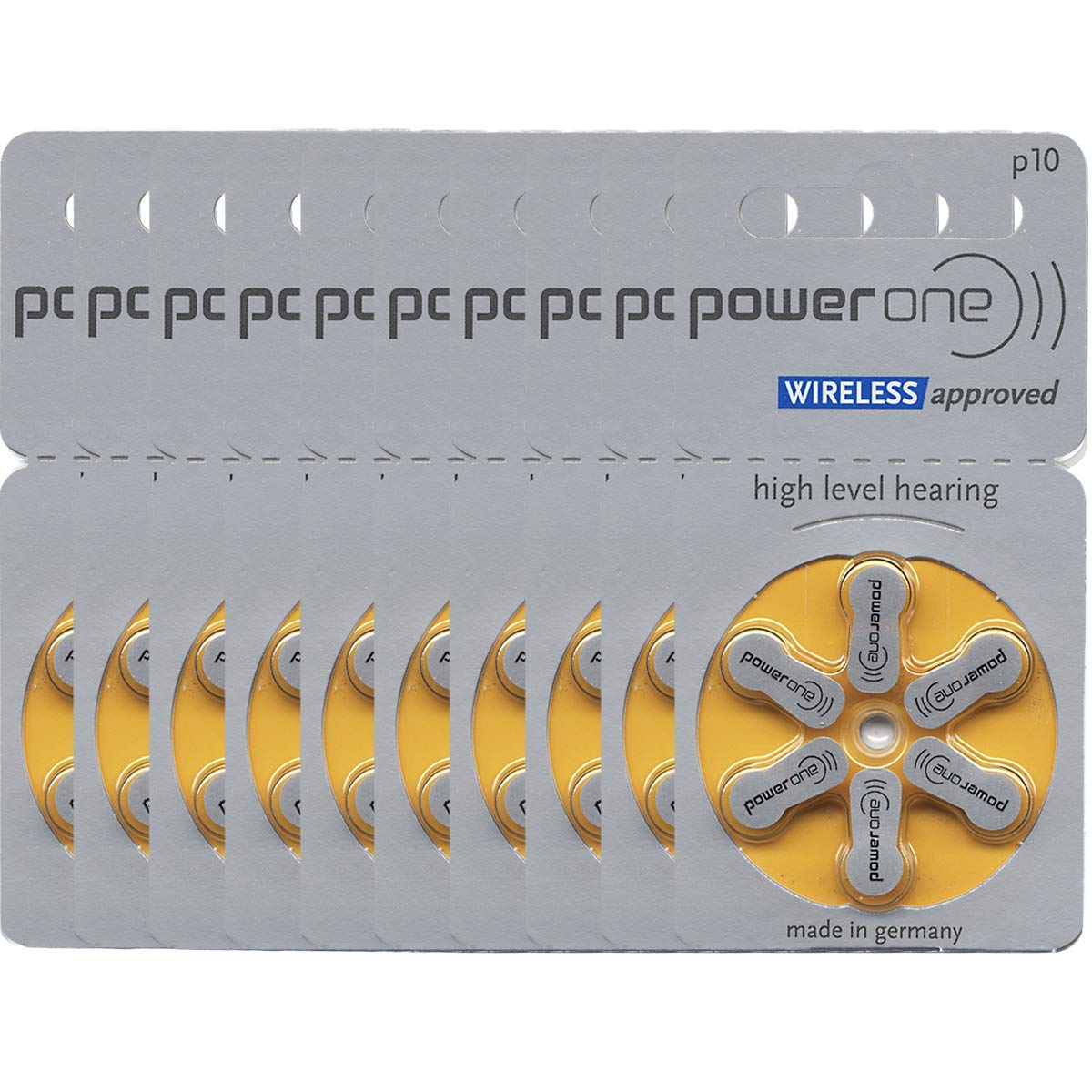 Power One Hrgertebatterien Typ 10 Gelb, Batterien 60 Stck Vorratspack, Wireless Approved, Gre P10 Fr Hrgerte Und Hrhilfen, High