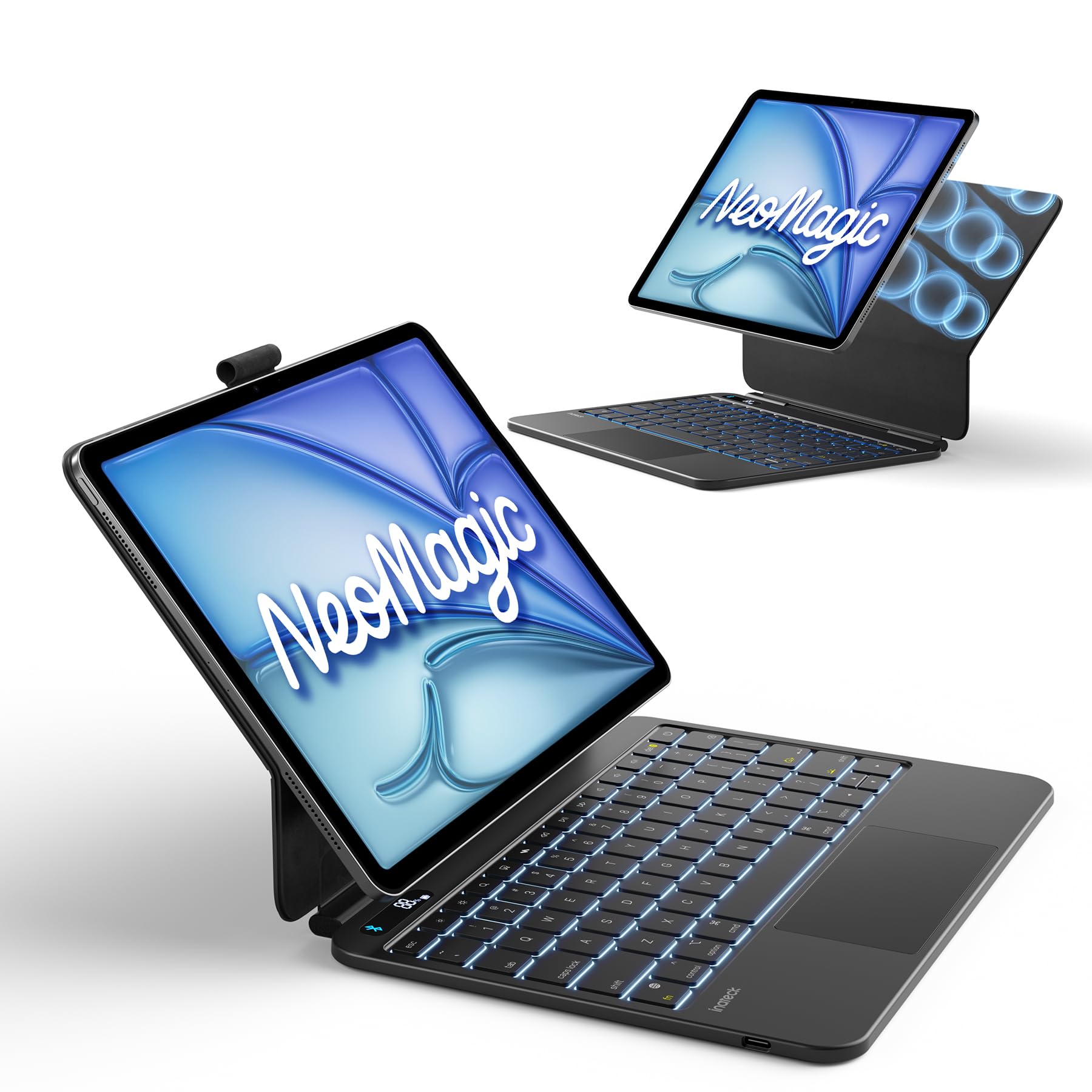 Inateck for iPad Air 11/Pro 11 Inch Case Keyboard, Backlit, Large Trackpad