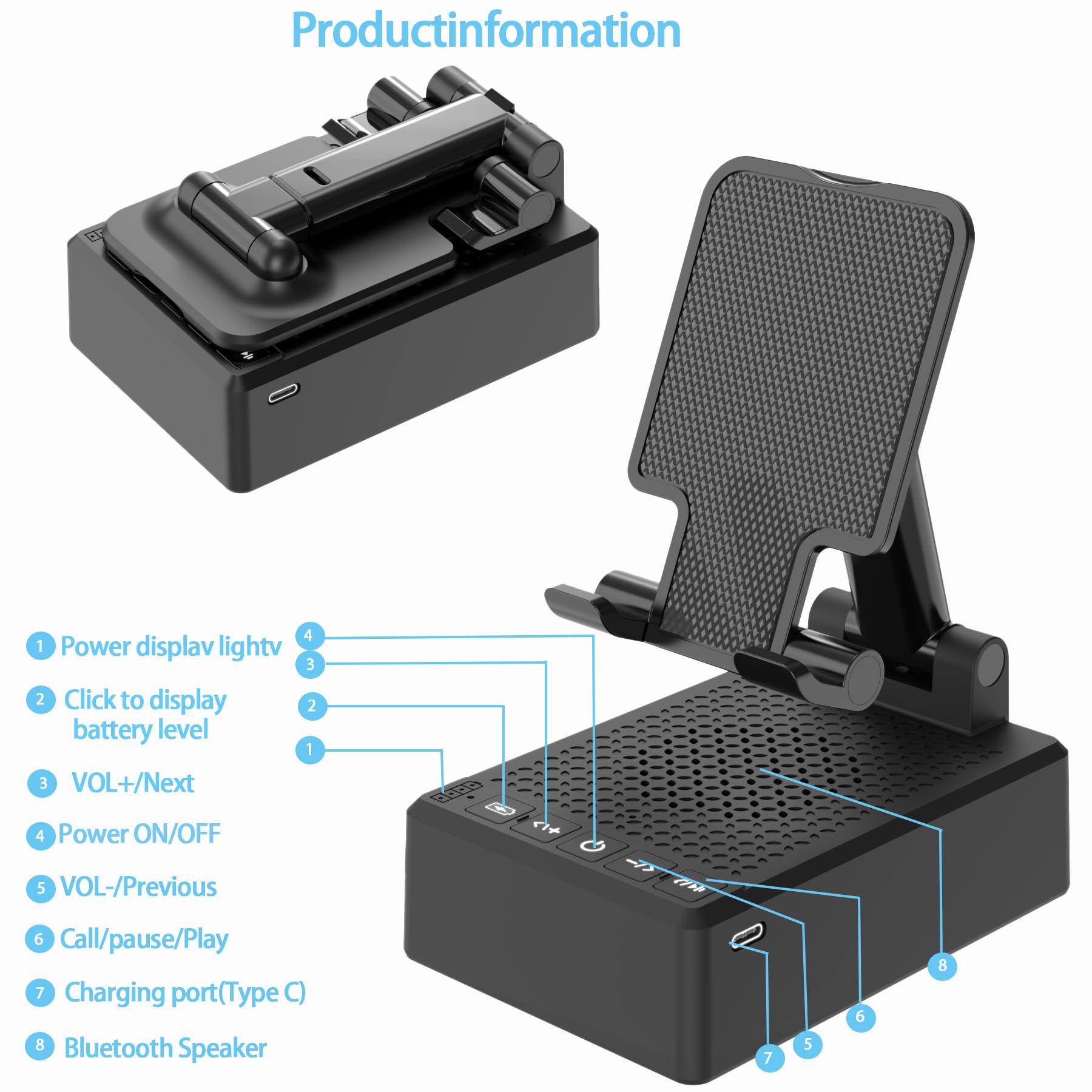 Gifts For Men Him Dad Women, Cell Phone Stand With Wireless Bluetooth Speaker And Anti-Slip Base Hd Surround Sound Perfect For K