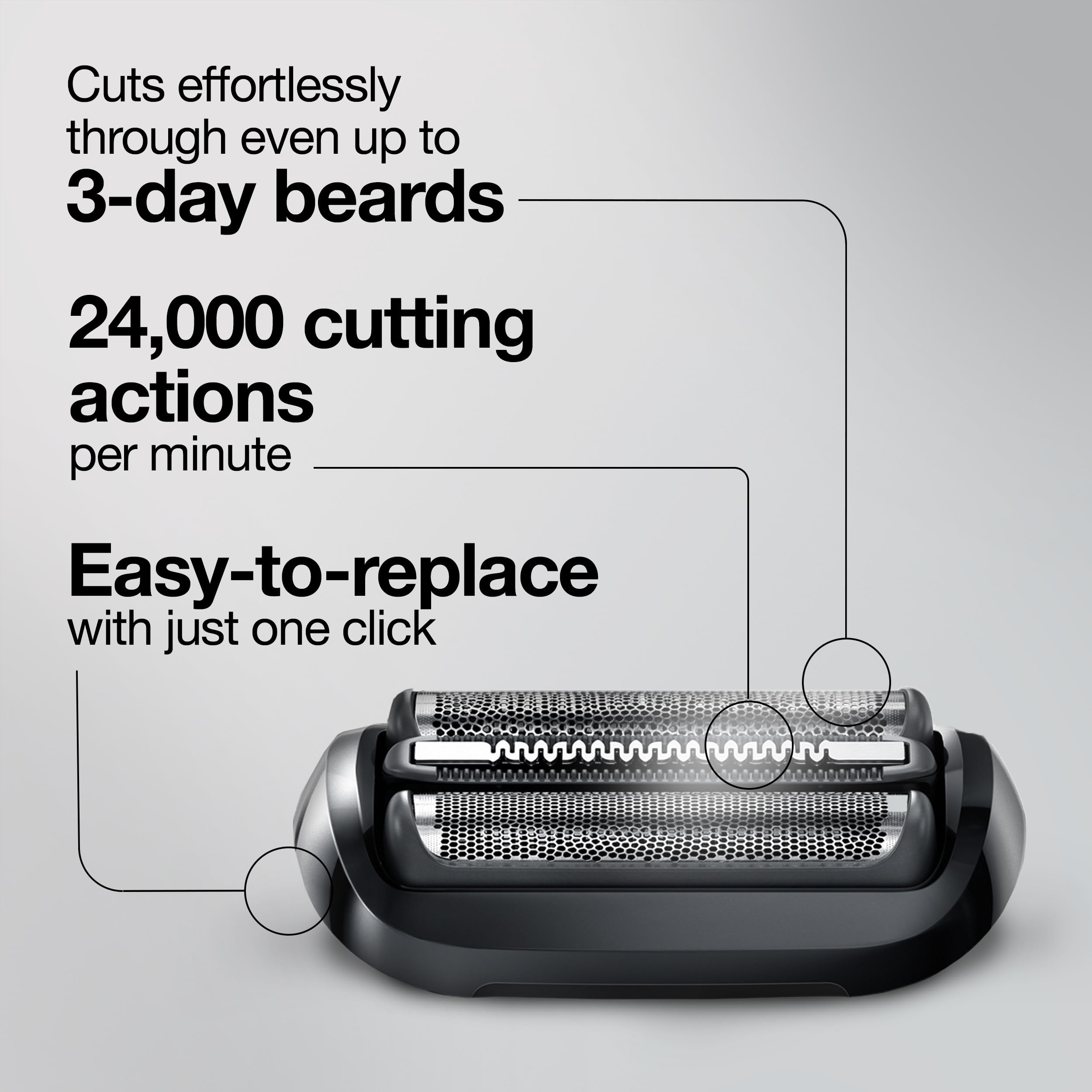 Braun Series 5 53B Electric Shaver Head, Black - Designed For Series 5 And Series 6 Shavers (New Generation)