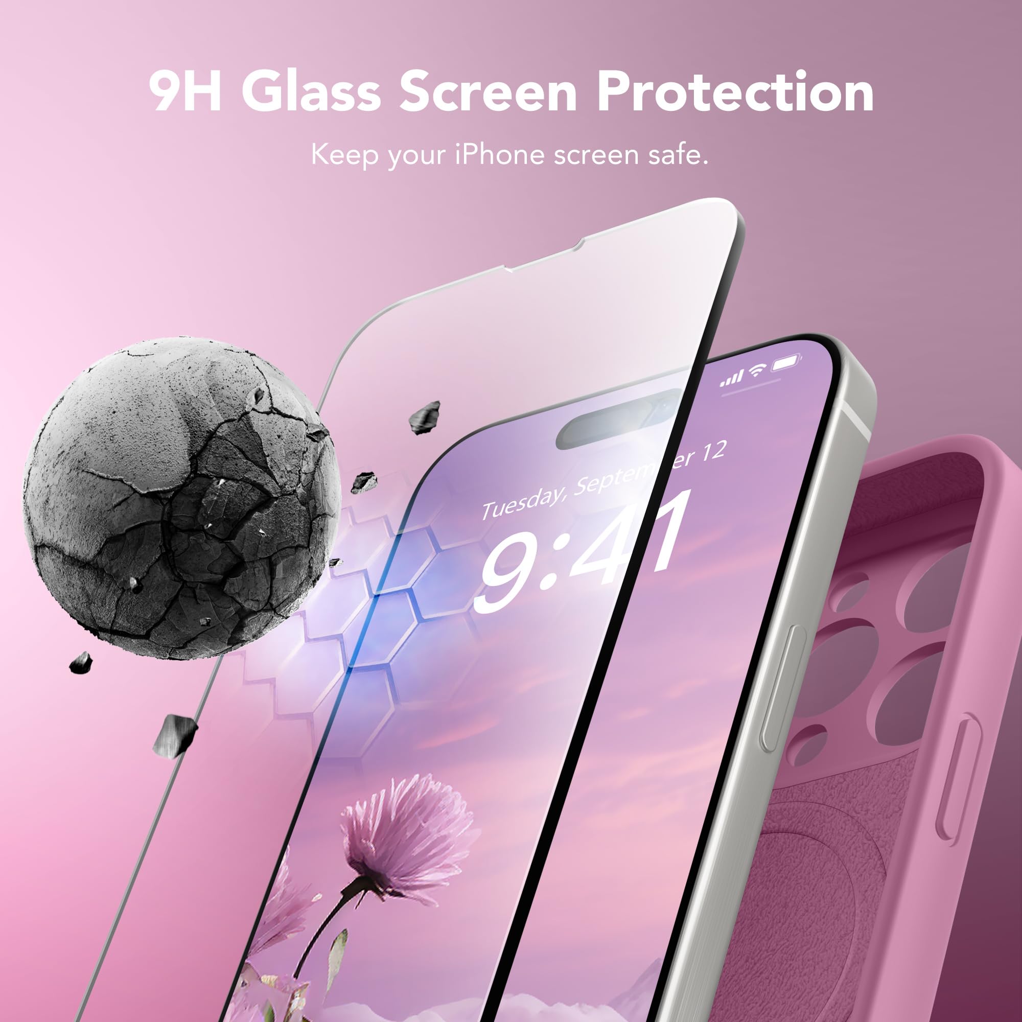 Suydanbox For Iphone 14 Pro Case Silicone, Compatible With Magsafe, [Camera Protection][2X Screen Protectors] Slim Shockproof Pr