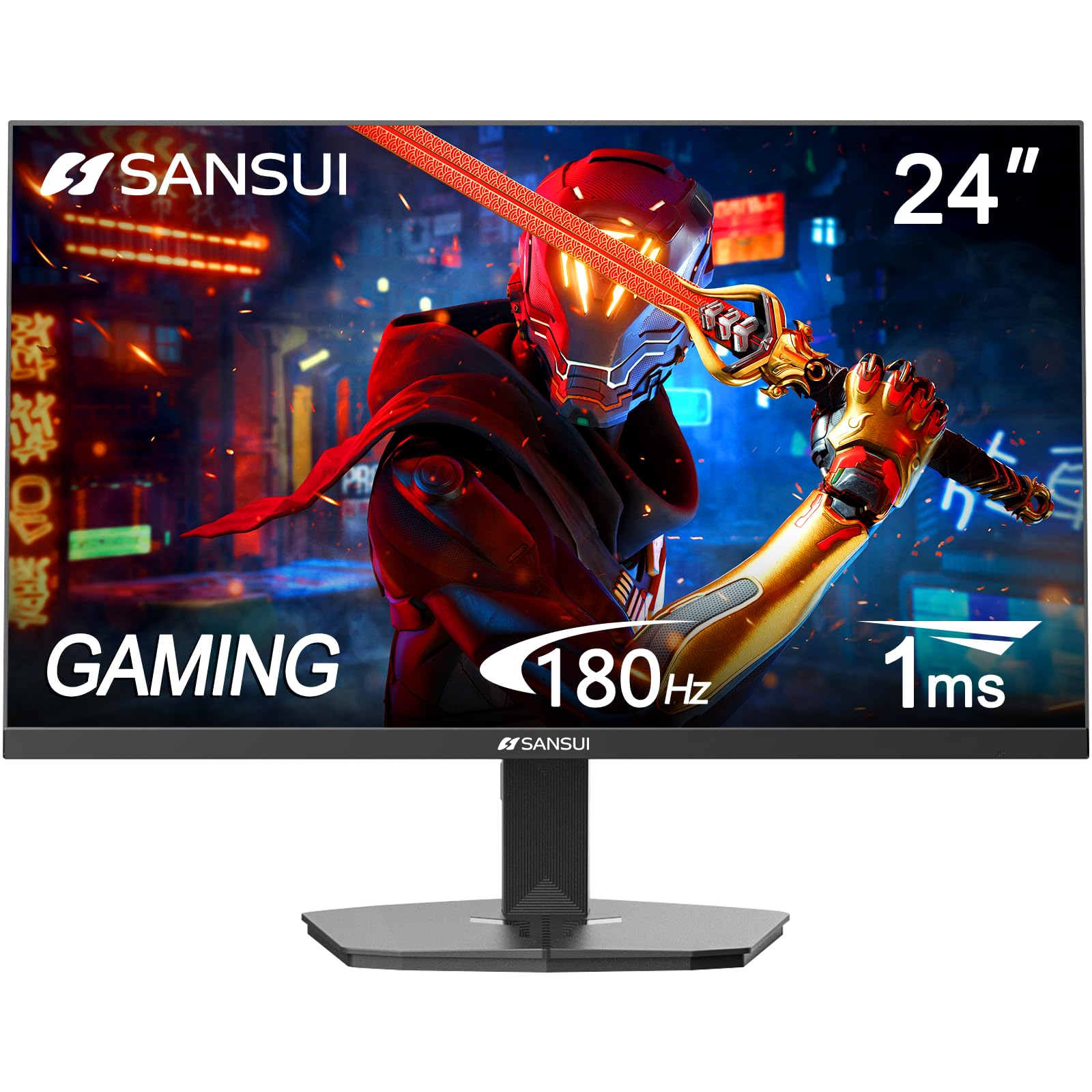 Sansui 24 Inch Gaming Monitor 180Hz, Dp 1.4 X1 Hdmi 2.0 X2 Ports Ips Panel High Refresh Rate Computer Monitor, Racing Fps Rts Mo