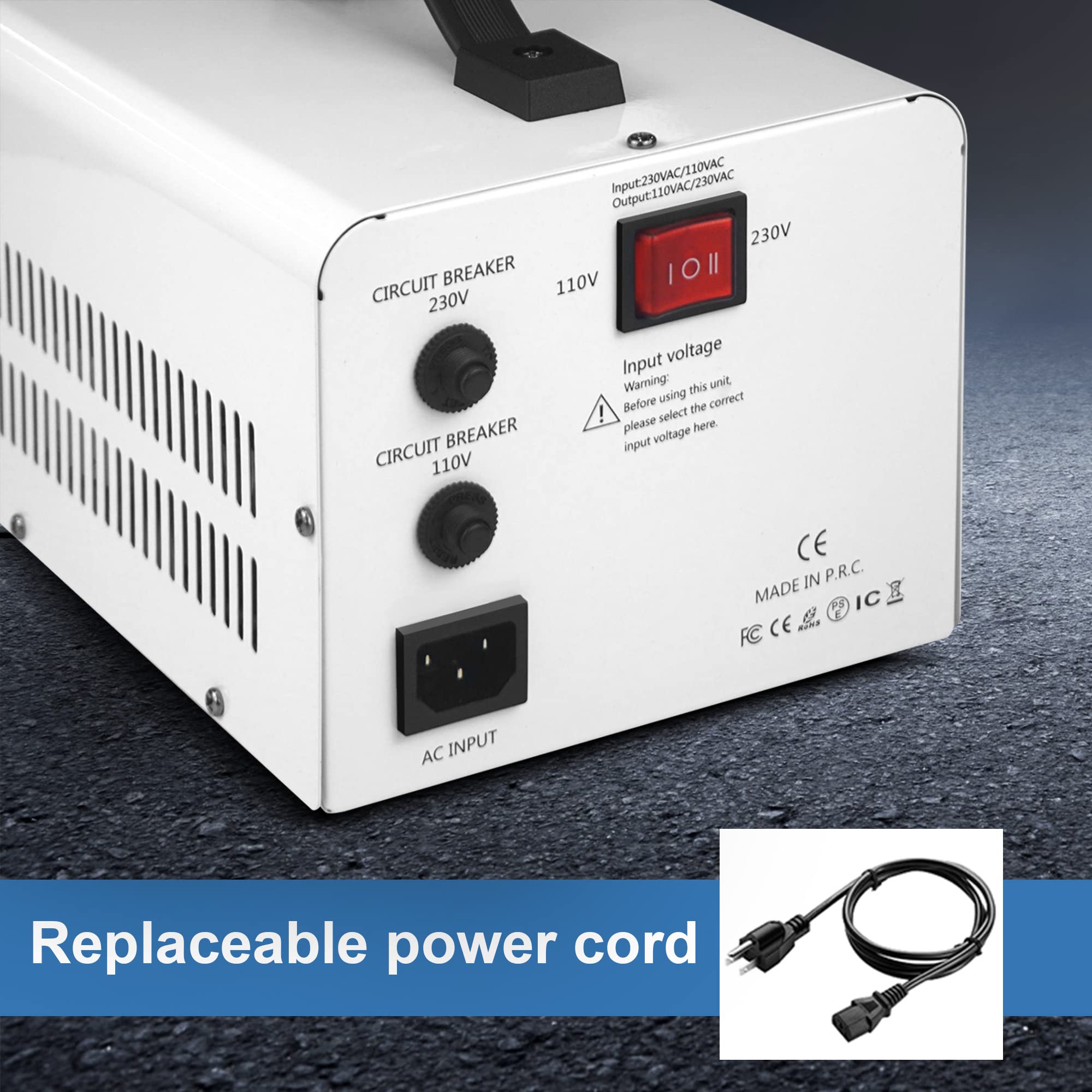 LVYUAN 2500W Voltage Transformer Power Converter, Step Up/Down 110V-220V, Model VTUS-2500, White
