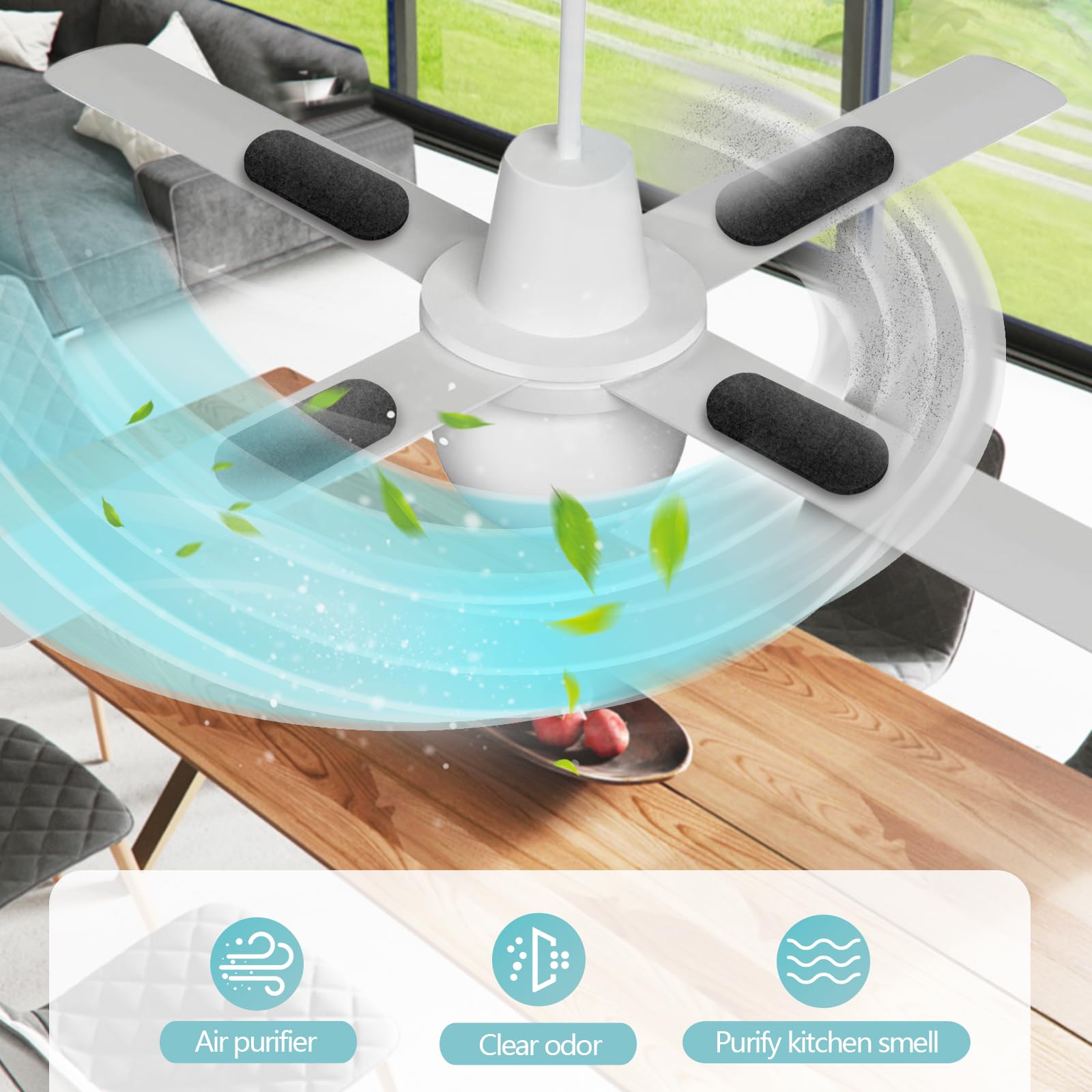 Aesokone 15 Pack Ceiling Fan Filters For Blades, Air Filters With Activated Charcoal, Universal Ceiling Fan Air Purifiers For Co