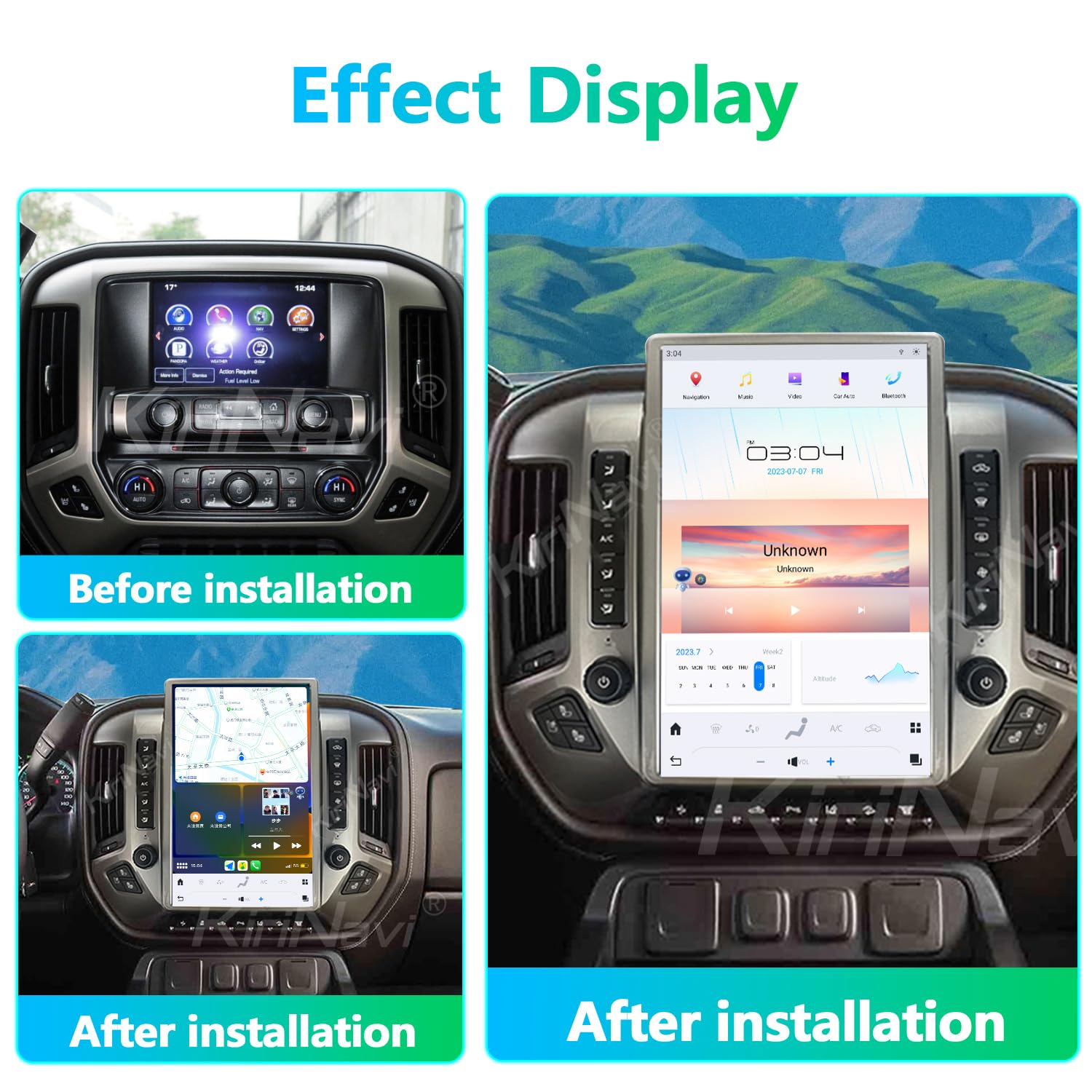 Android 11 Car Radio For Chevrolet Silverado Gmc Sierra 2014 2019 Stereo Replacement Head Unit 14.4 Inch 2K Ips Touch Screen Tes