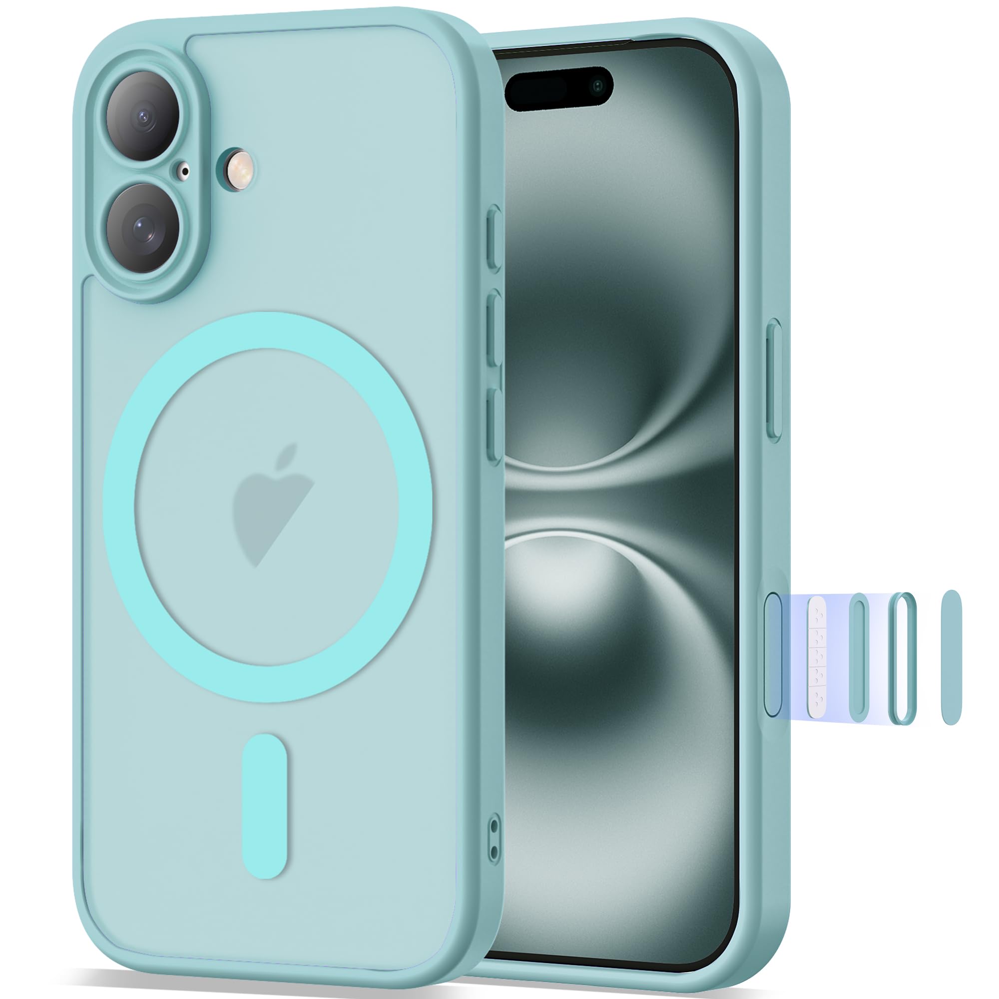 YEMORAN Compatible with iPhone 16 Case 6.1 [Compatible with Mag-Safe][Camera Control Button] Magnetic Matte Translucent Phone Ca