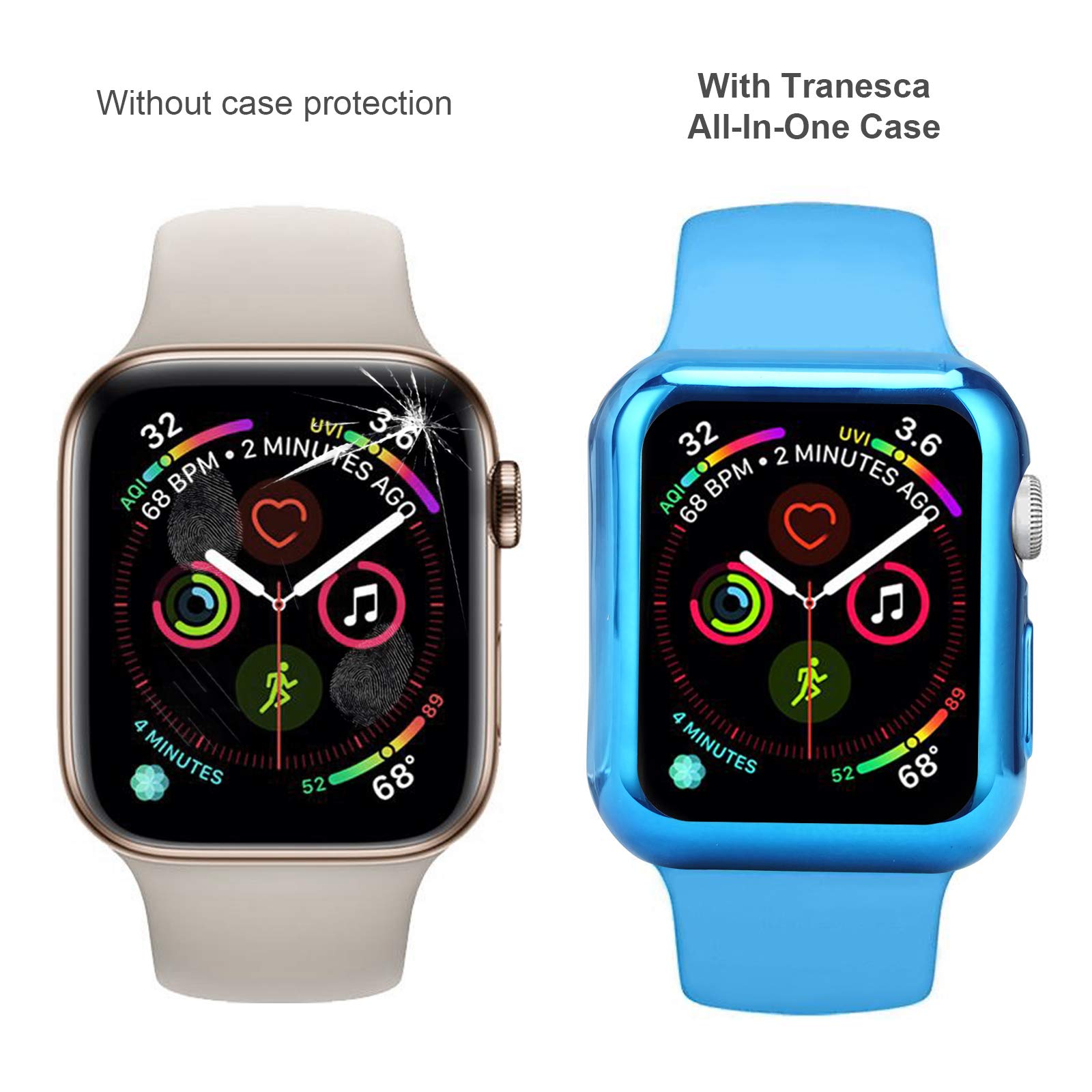 Tranesca 8 Pack 44Mm Watch Case With Built In Hd Clear Ultra Thin Tpu Screen Protector Cover Compatible With Apple Watch Series