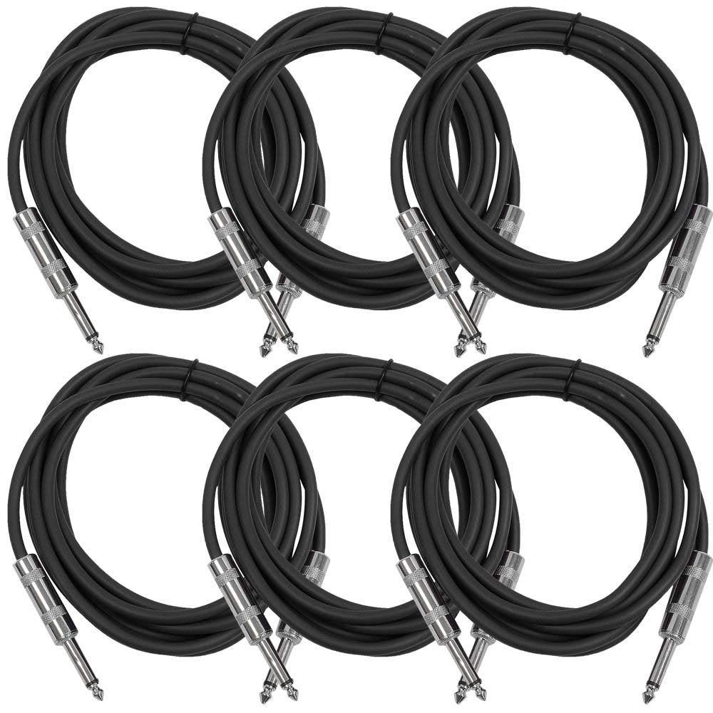 Seismic Audio Speakers Guitar Cables, Ts     Guitar Cables, Black, Pack Of 6, 10 Feet
