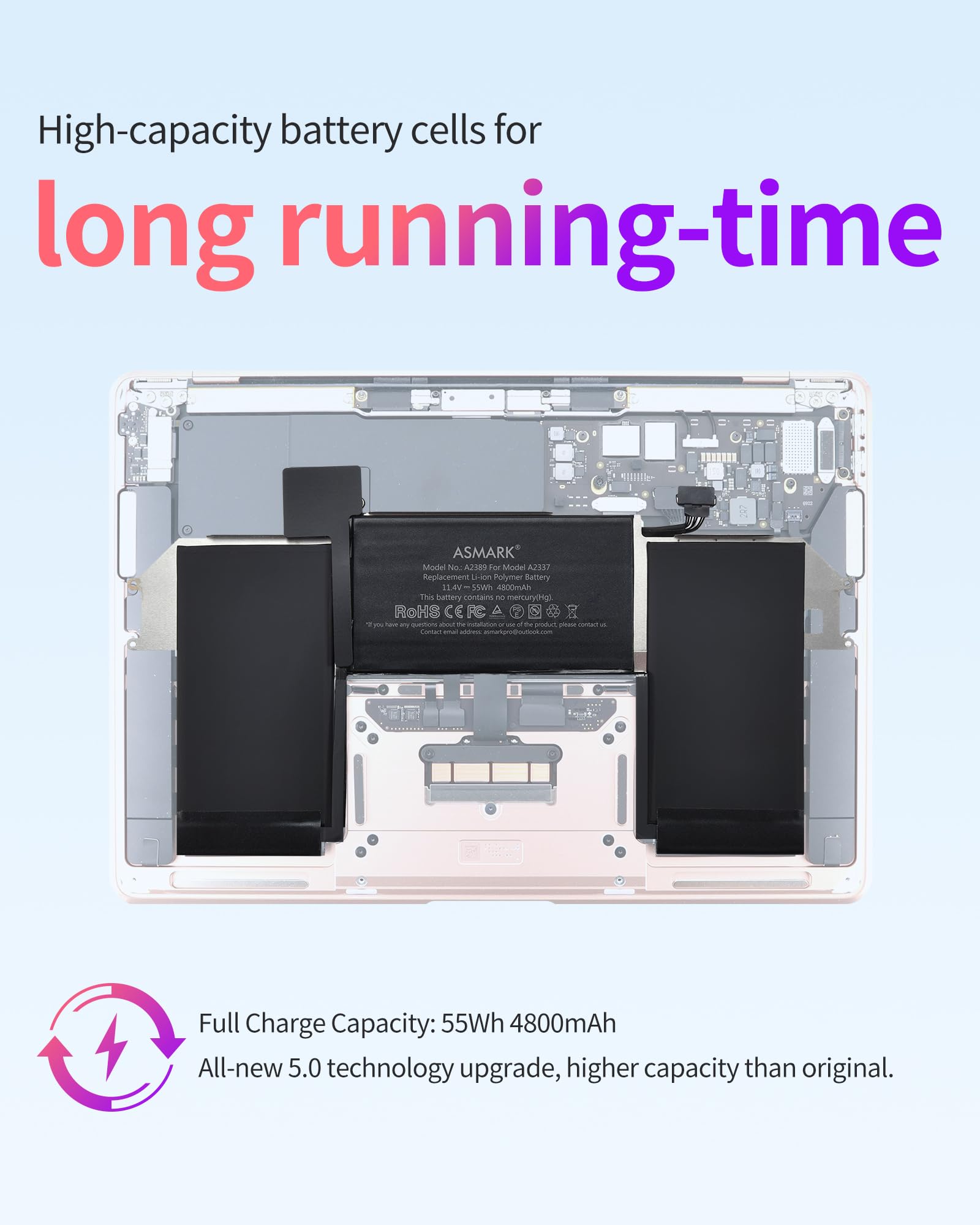 Asmark Battery Replacement For Macbook Air A2337(2020 M1) 13 Inch A2389 Battery