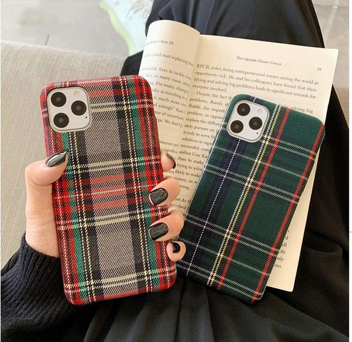 Mixneer Warm Flannel Plaid Cloth Phone Case Simple Plush Fabric Phone Case Compatible With Iphone 15 14 13 Pro Max Plus Mini Cov