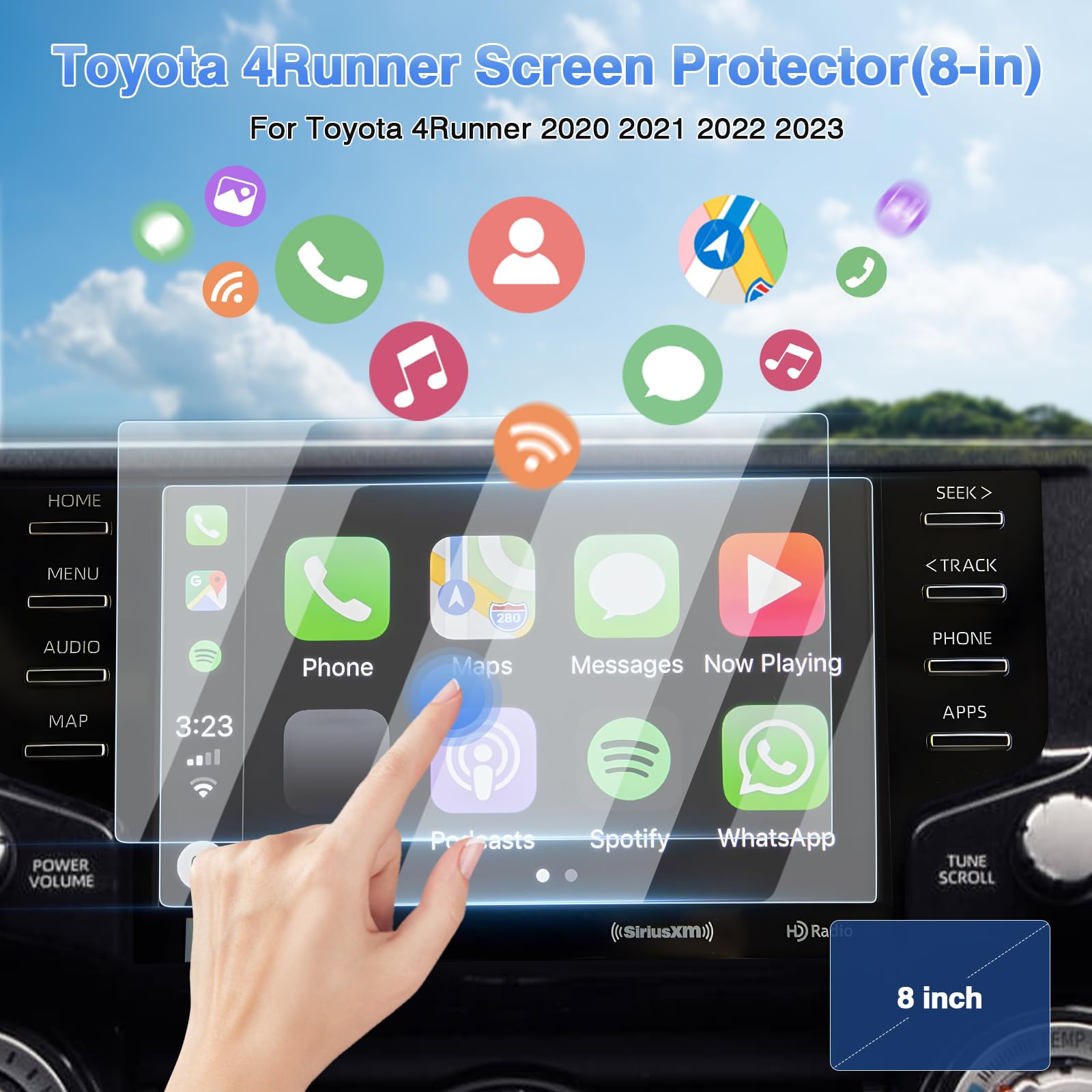 Sunsdrew 2Pcs 4Runner Screen Protector For 2020 2023 2024 Toyota 4Runner/2019 2021 Tundra 8 Inch 4Runner Touch Screen Radio Disp