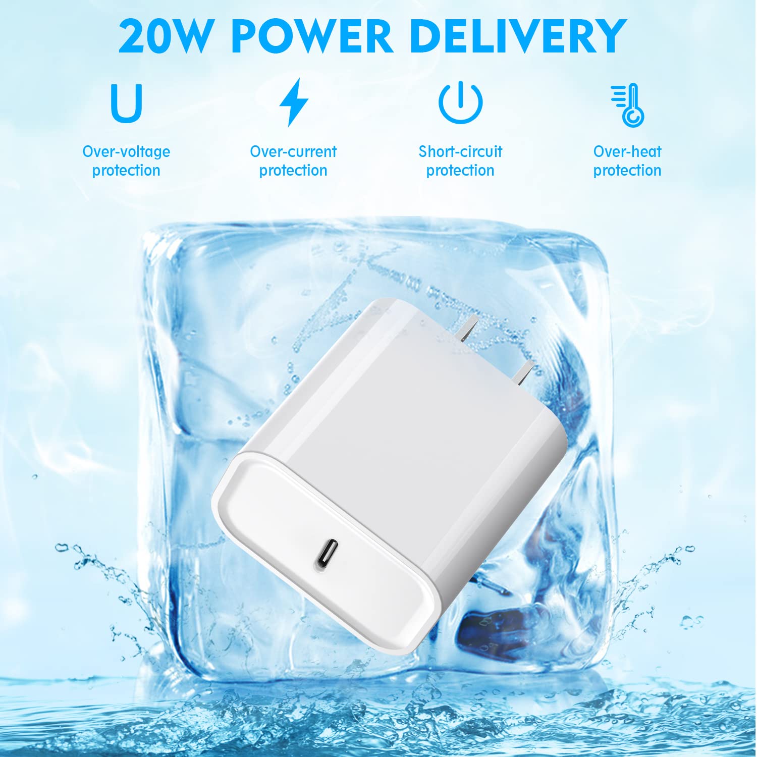 Yeptech iPhone Charger - 10FT MFi Certified Type C to Lightning Cable with 20W USB-C Wall Charger - White - Model TE2107A