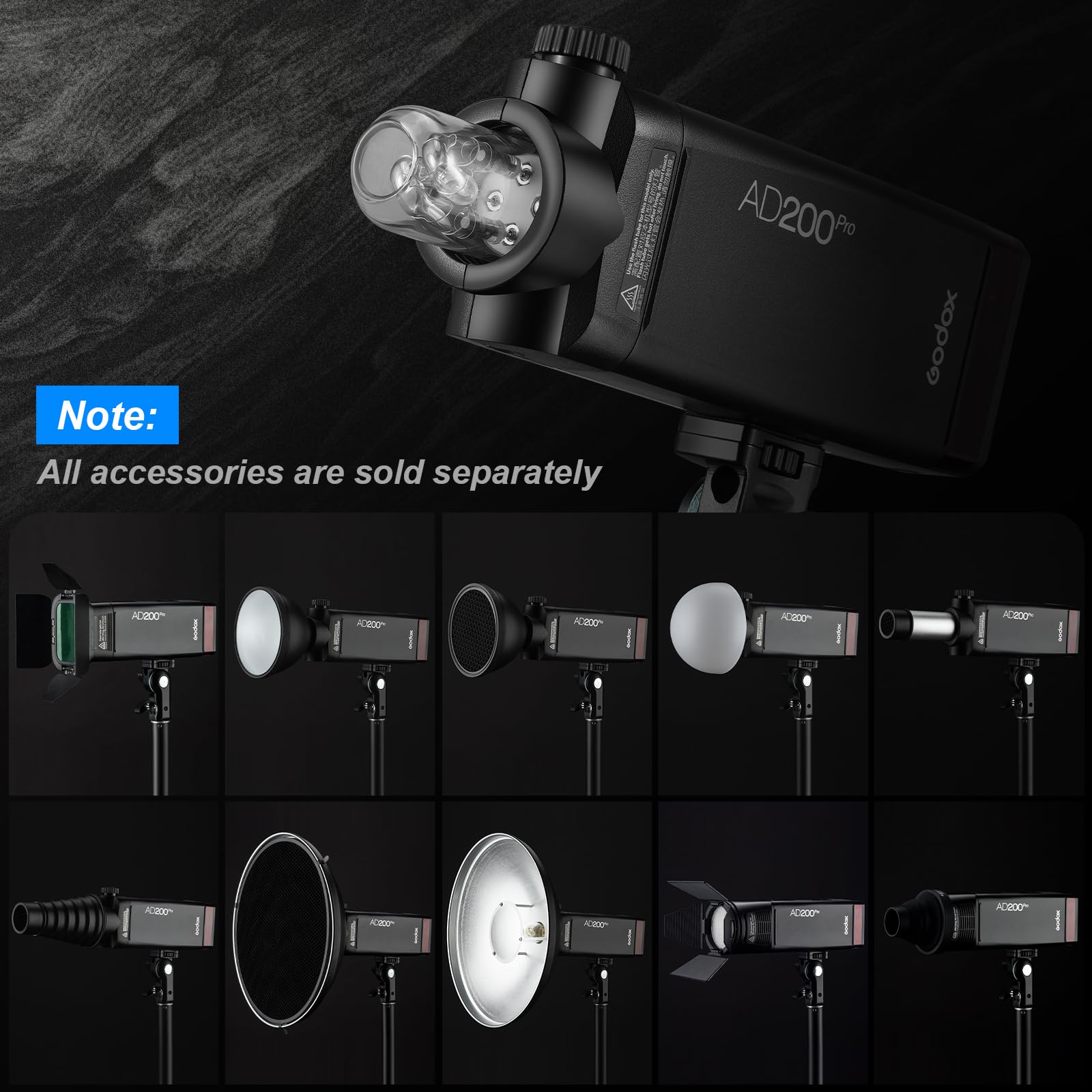 Godox Ad200Pro Godox Ad200 Pro Outdoor Speedlite,200Ws Ttl Hss 1/8000S 2.4G Pocket Flash Strobe Monolight With 2900Mah Lithium B