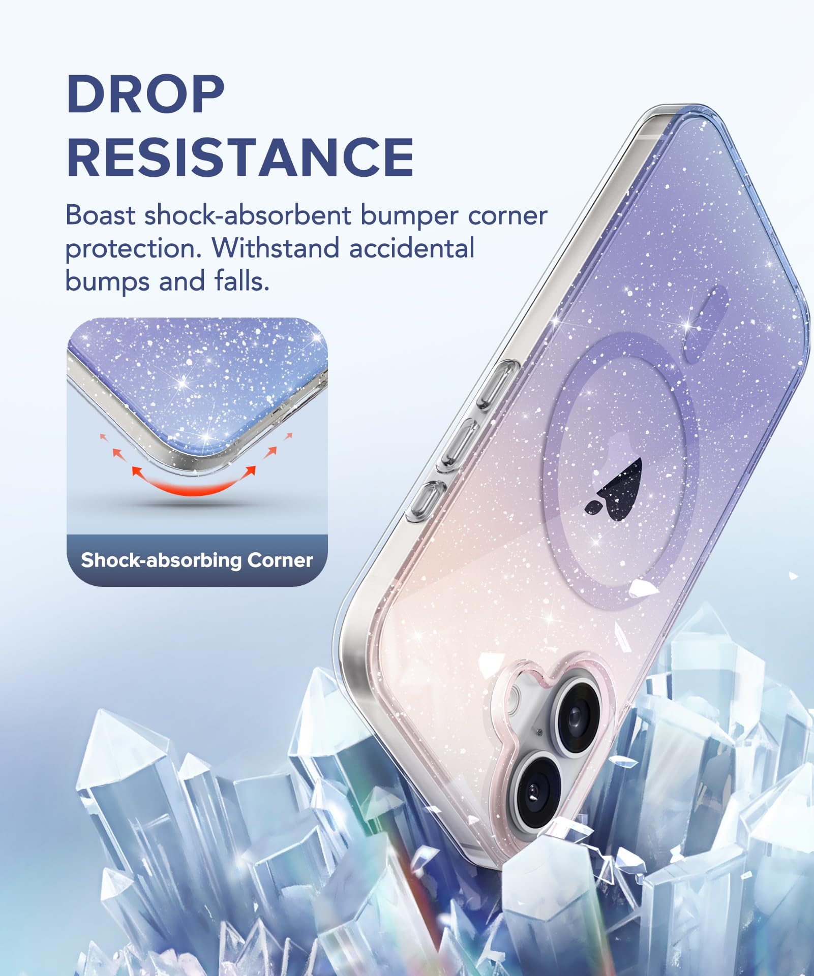 Berfy Compatible With Iphone 16 Plus Case Glitter, [5 In 1] With 2X Screen Protector + 2X Camera Lens Protector, [Non Yellowing]