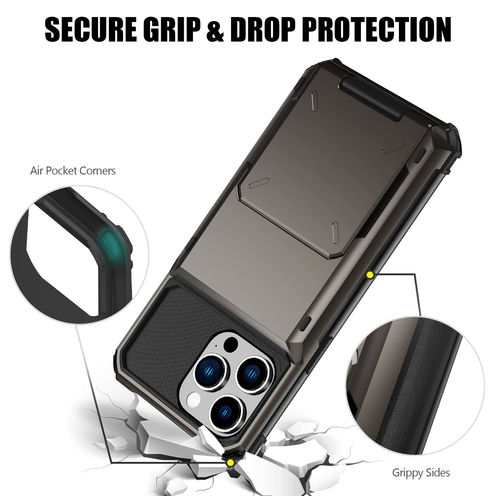 Nvollnoe Compatible With Iphone 15 Pro Max Case With Card Holder[Store 5 Cards] Dual Layer Heavy Duty Shockproof Wallet Case Wit