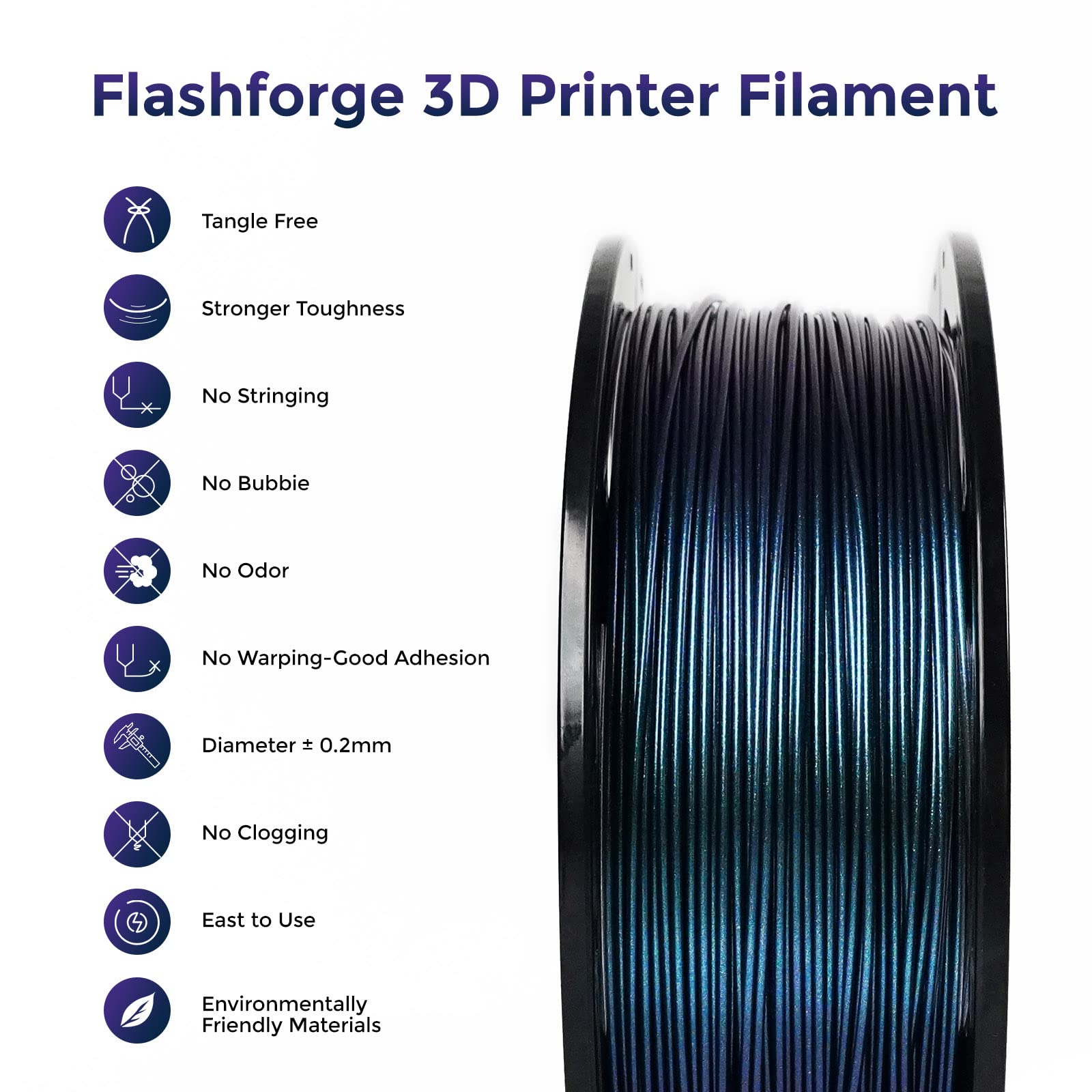 Flashforge Petg Pro Filament 1.75Mm +/- 0.02Mm Burnt Titanium, Color Changeable 3D Printer Filament 1Kg, Chameleon 3D Printing F
