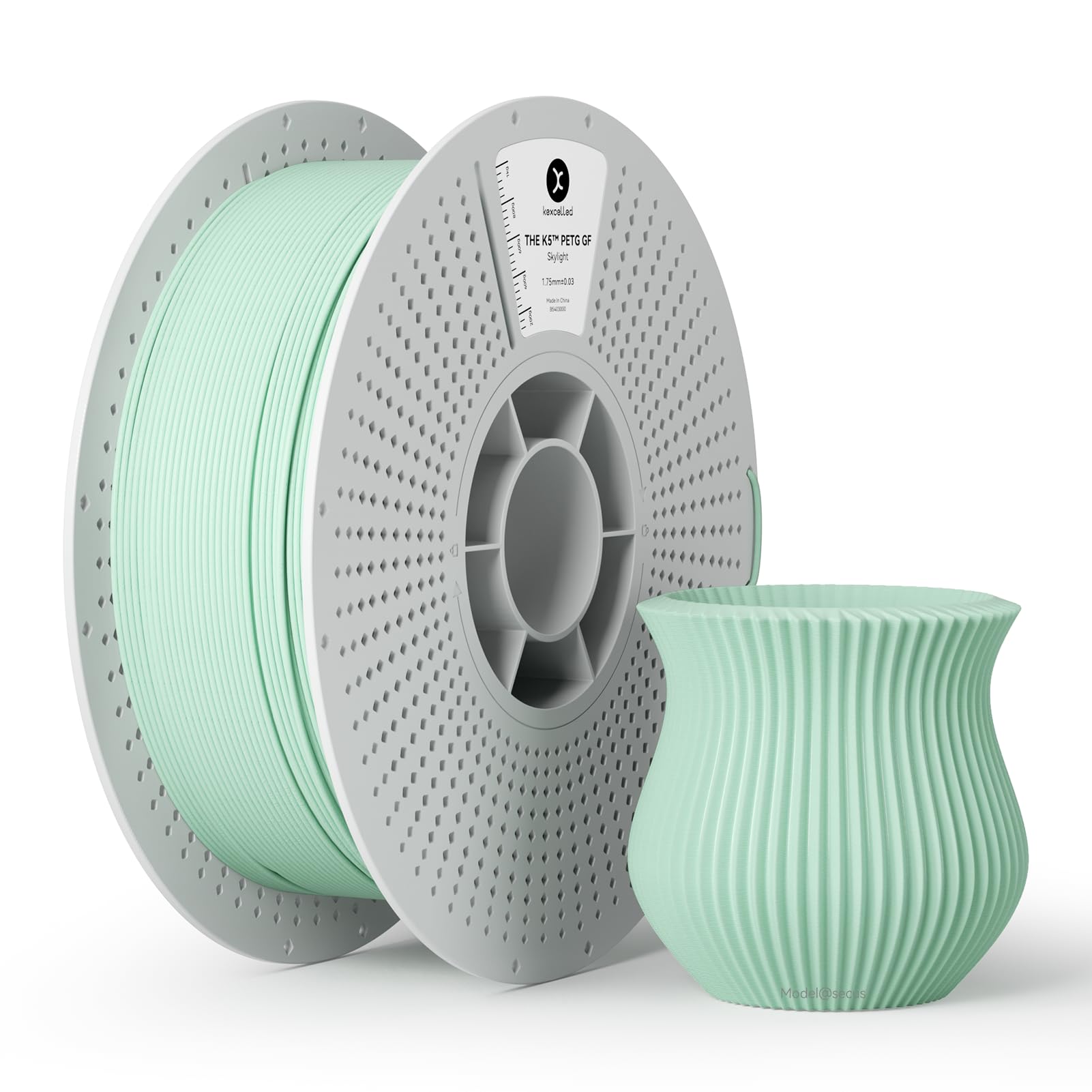 kexcelled Glass Fiber PETG GF Filament Light Turquoise,High Stiffness, Durability, Weather Resistant, Matte PETG-GF 3D Printing 