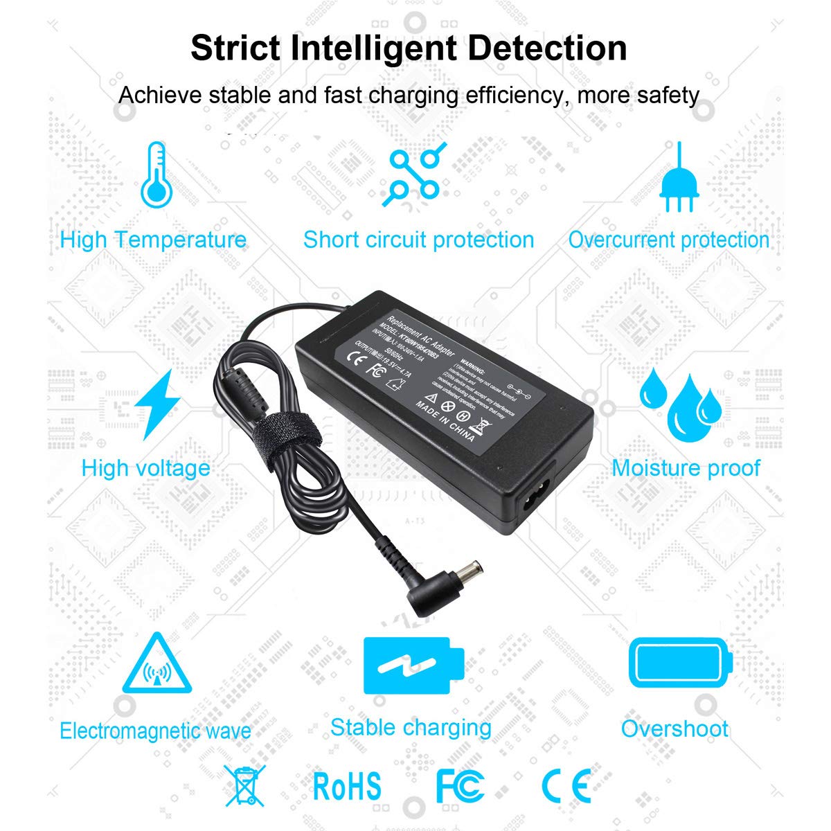 90W 19.5V 4.7A Ac Charger Compatible With Sony Vaio Vgp-Ac19V37 Vgp-Ac19V10 Vgp-Ac19V12 Vgp-Ac19V19 Vgp-Ac19V20 Vgp-Ac19V67 Vgp-