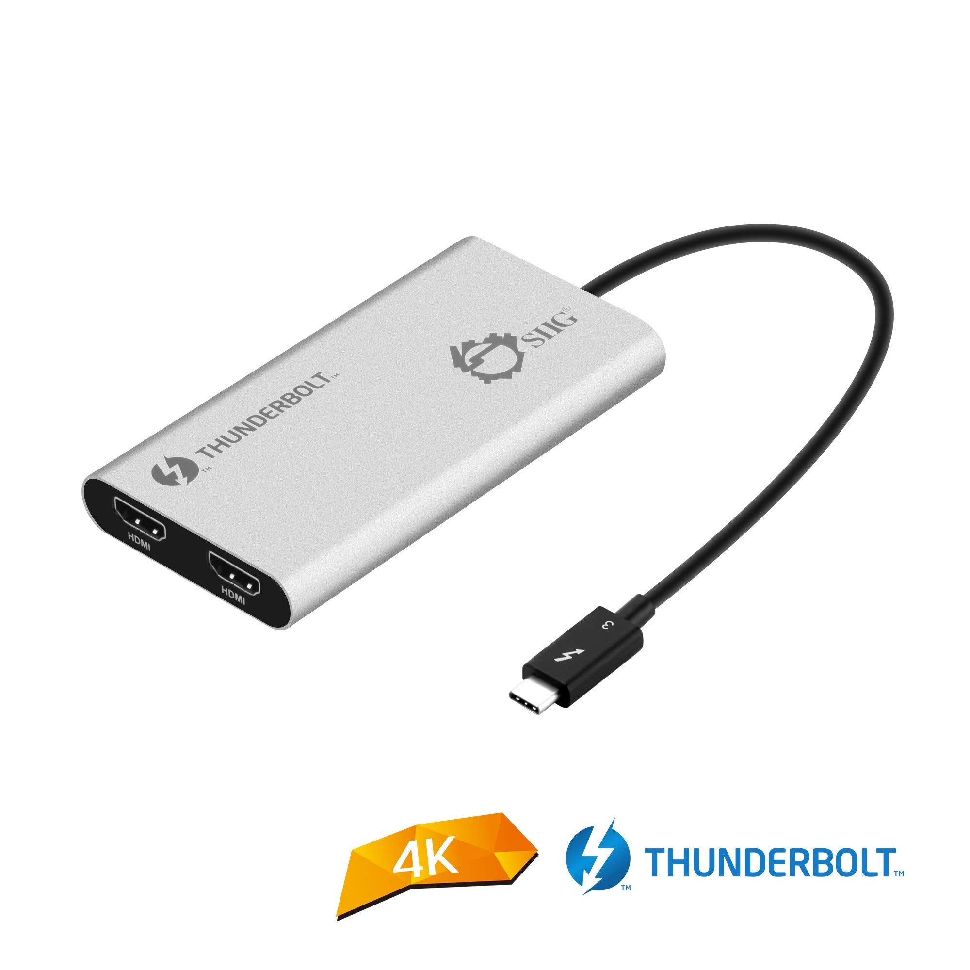 Siig Thunderbolt 3 To Dual Hdmi 2.0 Port Display Adapter At 4K 60Hz   Intel Thunderbolt 3 Certified   Windows/Macbook Pro/Chrome