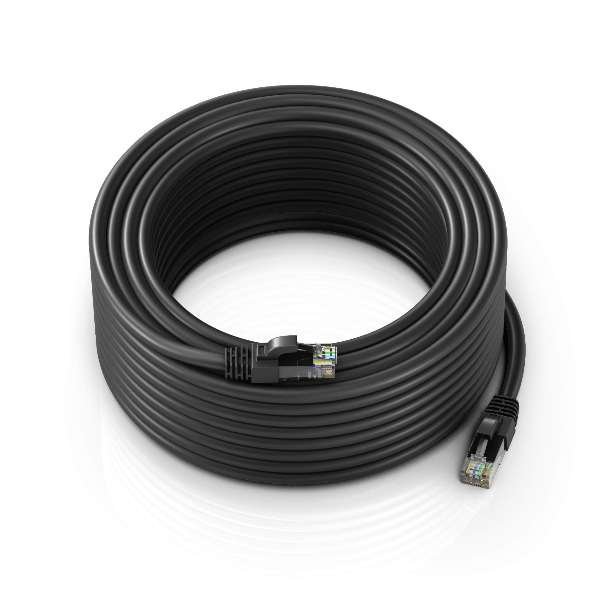 Maximm Ethernet Cable 150 Ft Cat6 High Speed Internet Network Lan Cable Cord, Outdoor Waterproof (Black)