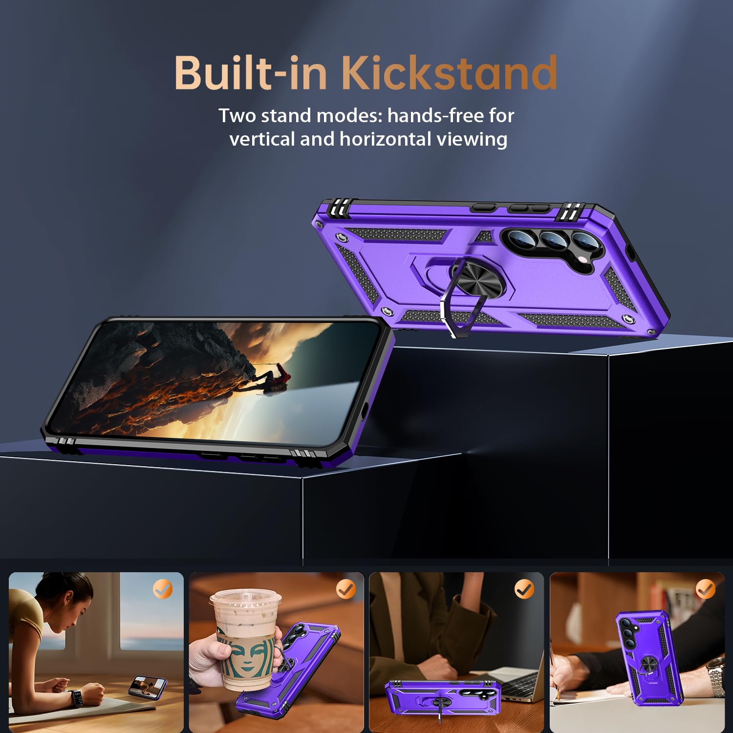 Ikazz For Galaxy S24 Plus Case,Military Grade Shockproof Heavy Duty Protective Phone Cover Pass 16Ft Drop Test With Magnetic Kic