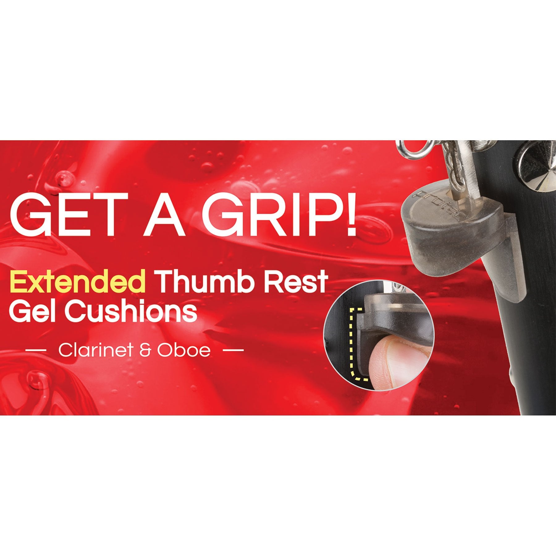 Clarinet/Oboe Thumb Gel Cushion With Extended Support, Size Large (Fits Thumb Rests Wider Than 13Mm), By Protec, Model A354