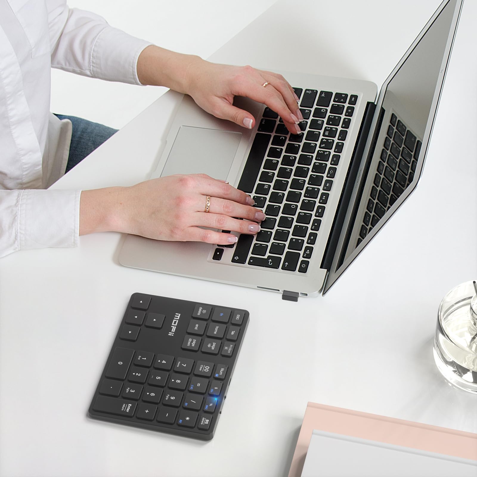 Mofii Bluetooth Number Pad For Laptop   Black Wireless Numeric Keypad 35 Keys Usb C Rechargeable Numpad, Accounting Portable Fin
