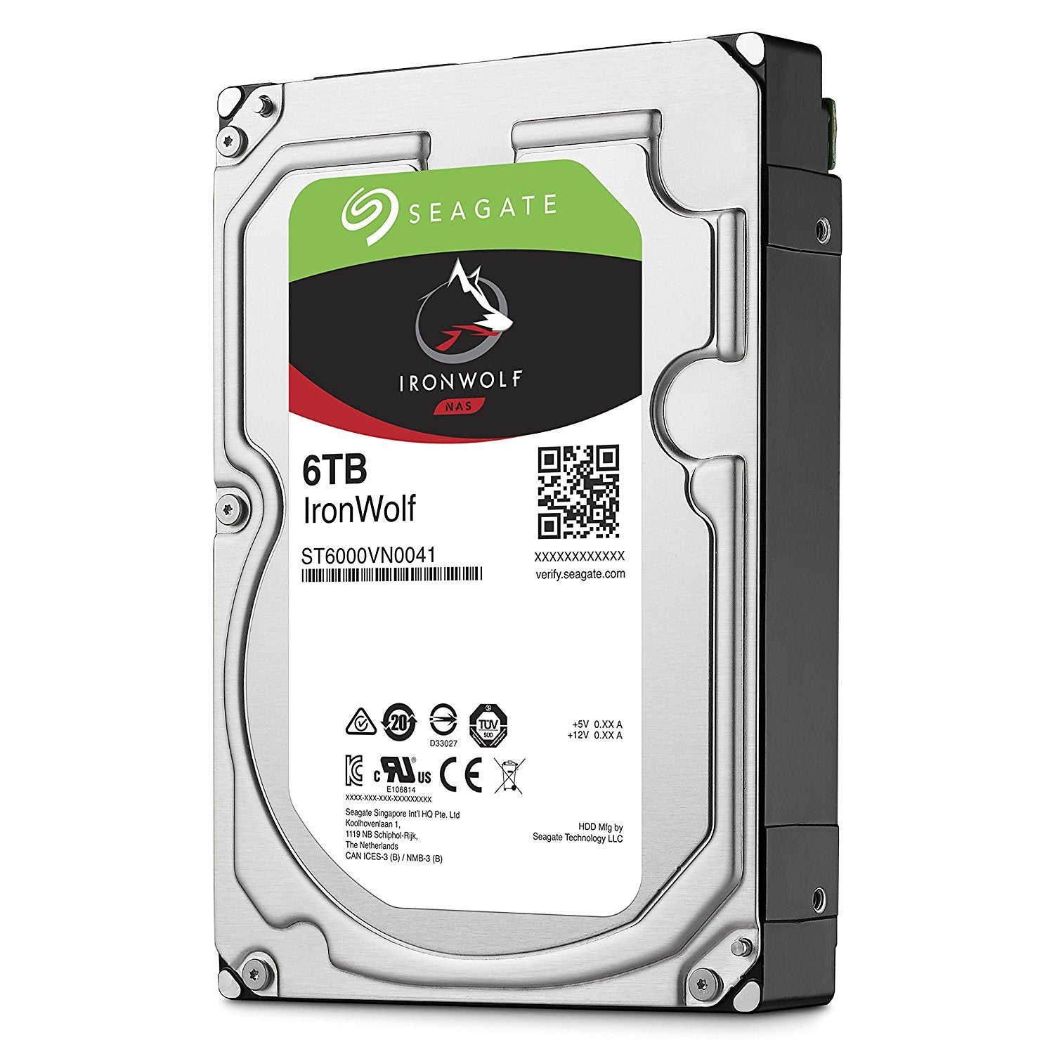 Seagate 6TB IronWolf NAS SATA 6Gb/s NCQ 128MB Cache 3.5 Inch Internal Hard Drive (ST6000VN0041)