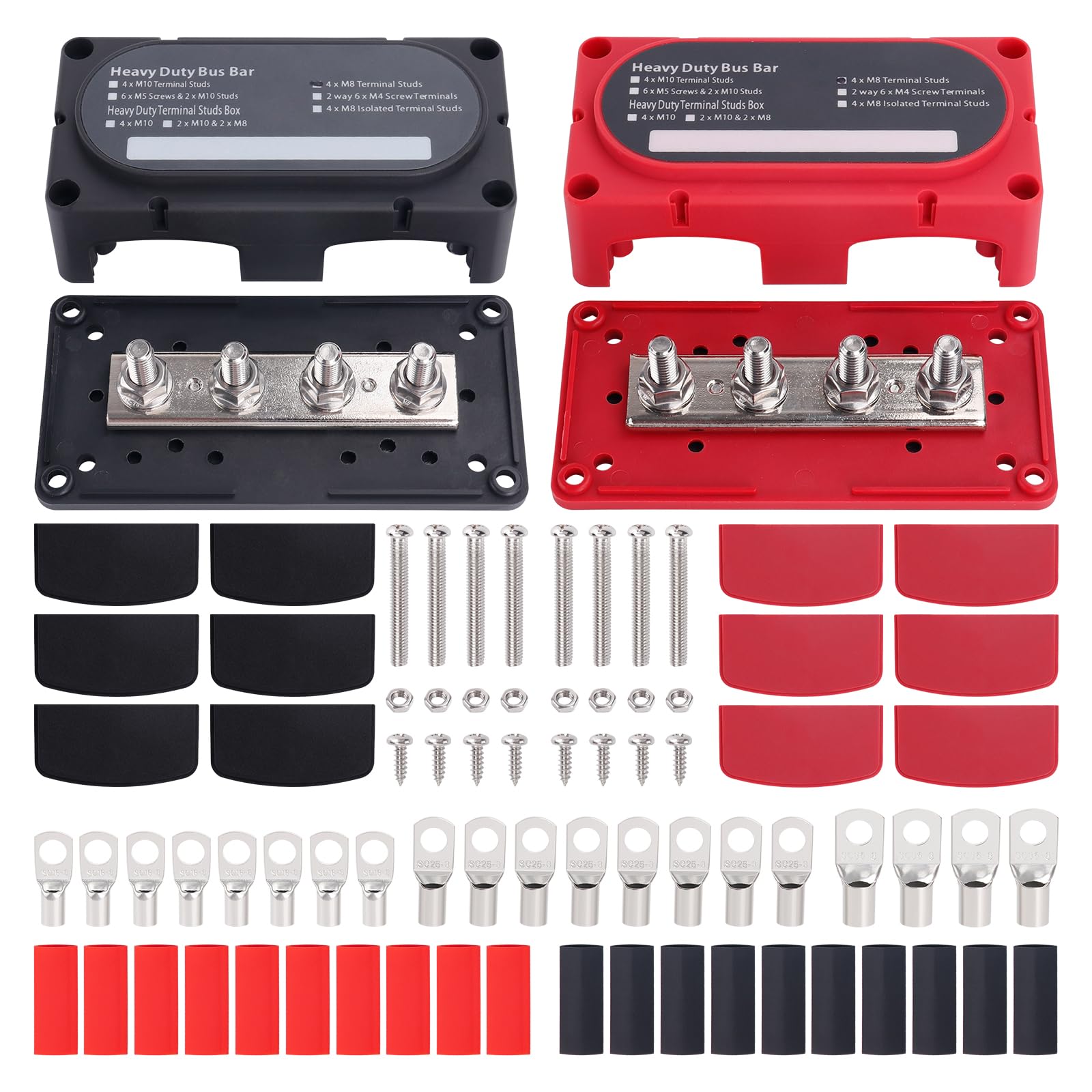300A Heavy Duty Module Bus Bar 12V 24V 48V Dc Power Distribution Block With 4 X 5/16'' (M8) Battery Terminal Distribution Block