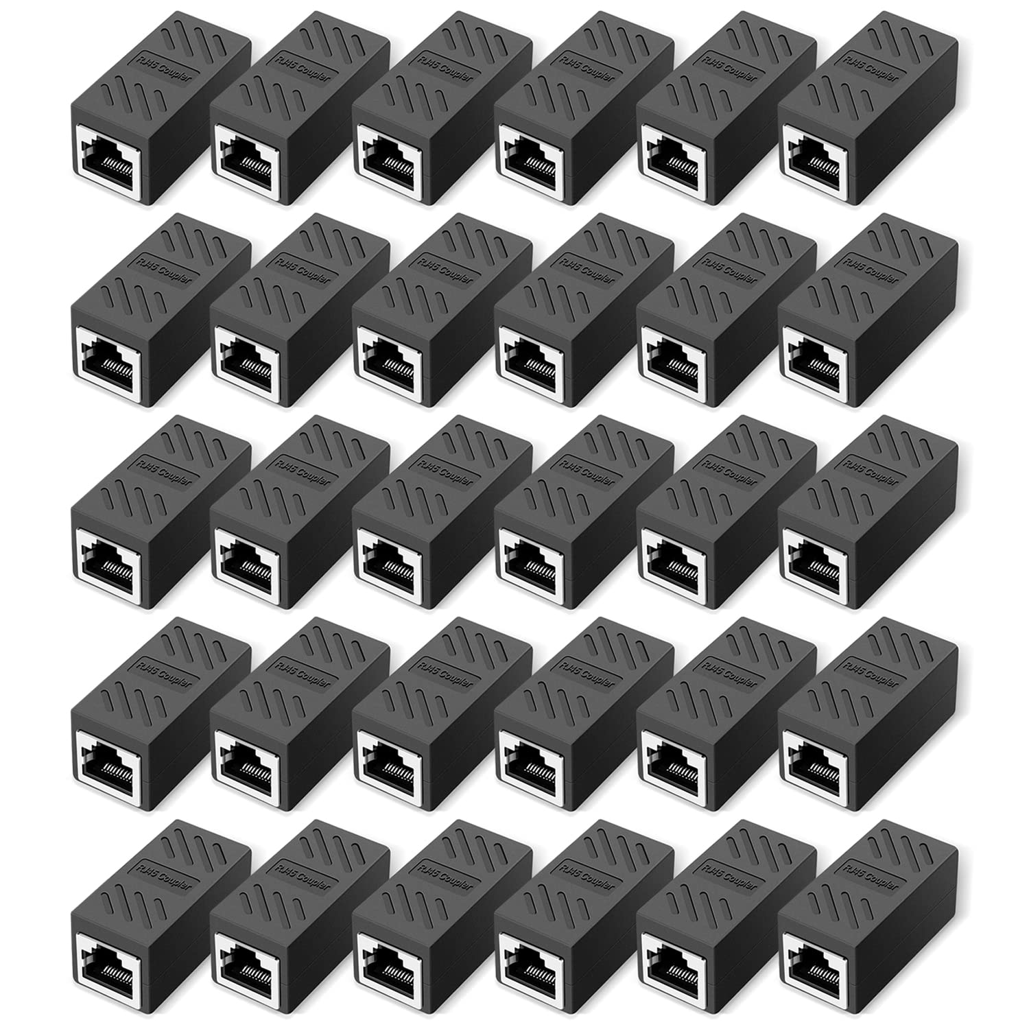 Zuzong Rj45 Coupler Ethernet Coupler In Line Coupler For Cat8/Cat7/Cat6/Cat5E/Cat5 Ethernet Cable Extender Adapter Female To Female (30 Pcs Black)