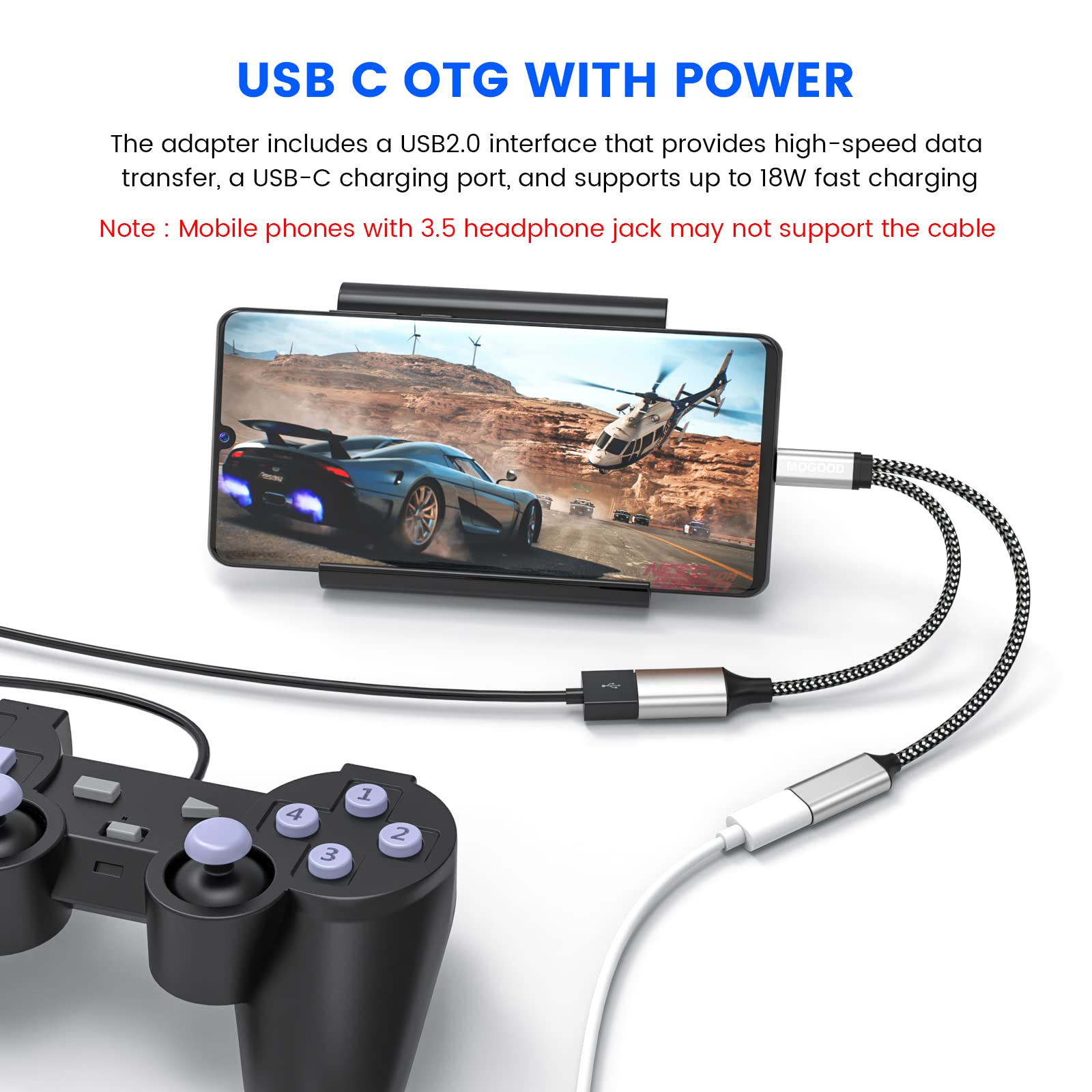 Usb C Otg, Phone Adapter Usb C 20 Charging Port With 18W Pd Adapter Compatible For Samsung Galaxys20+ Note1020,Switch,Google Chr