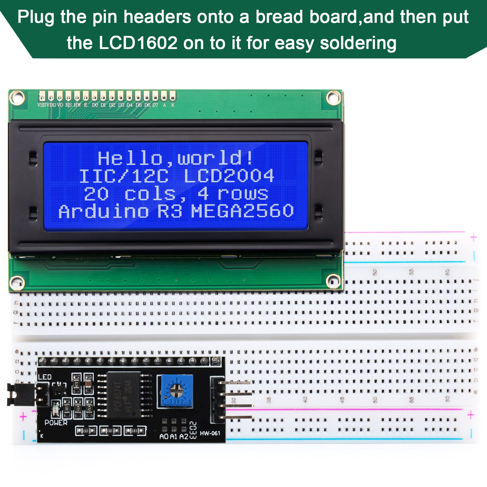 Weewooday Iic Twi I2C Lcd Serial Interface Adapter And Lcd Module Display Backlight Compatible With Arduino R3 Mega2560(Lcd 2004