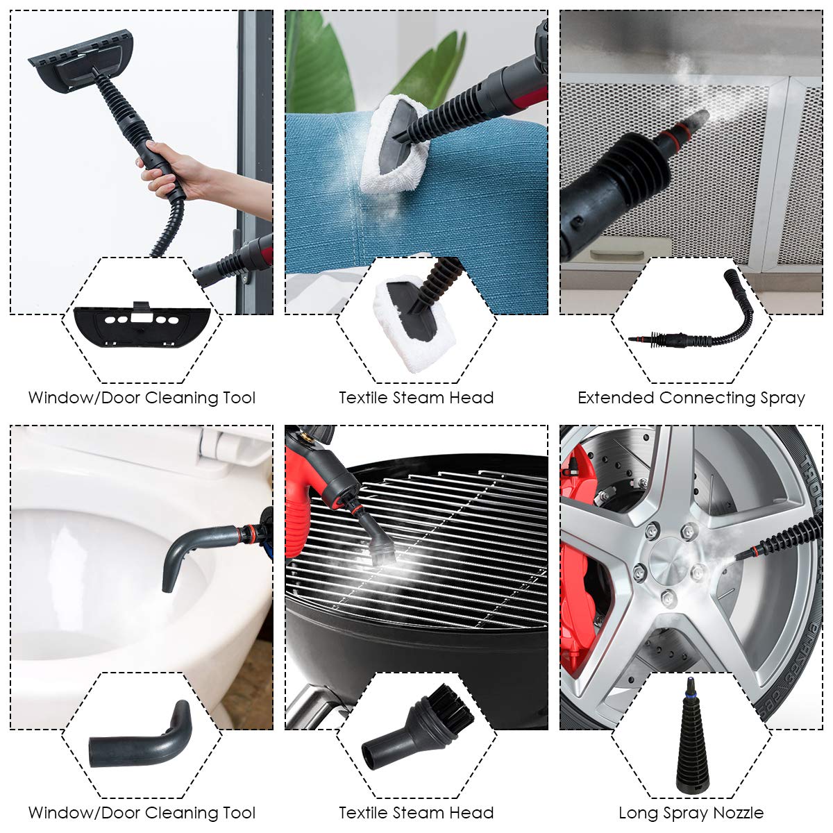 Goflame Steam Cleaner 1050W Handheld Multi Purpose Powerful Steam, Sanitizer, Steamer, Steam Iron, Remove Stains/Grease From Bat