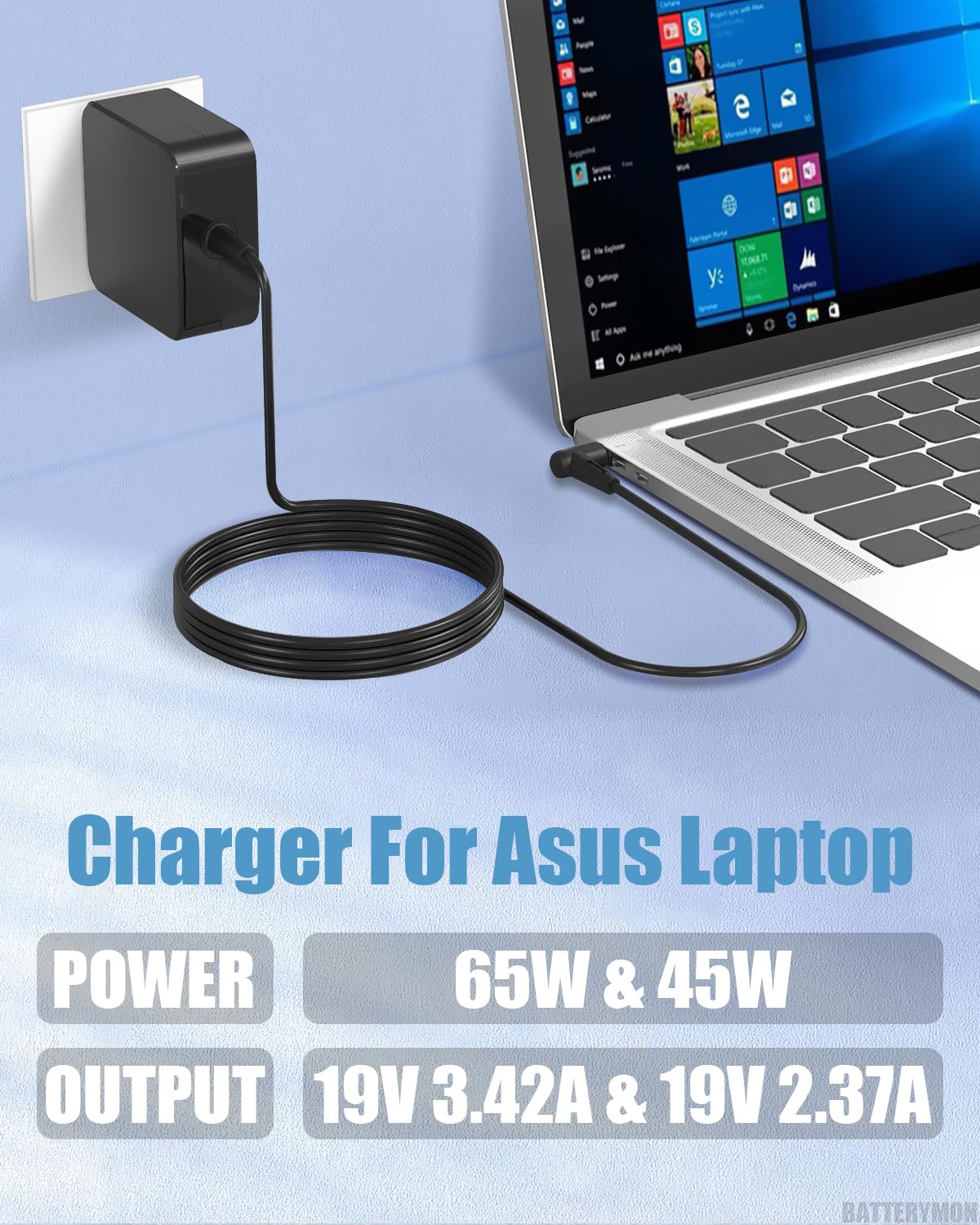 45W 65W Laptop Charger For Asus Vivobook 15 14 S15 S14 X540S X541 X512 X515J X202E Q504U F512 F513 F515 F412Da M712D E203M L210M Tp401 Tp412Fa M413Da Tm420Ia, Zenbook Ux360 Ux330 Ux305 Pc Cord 4Mm Tip