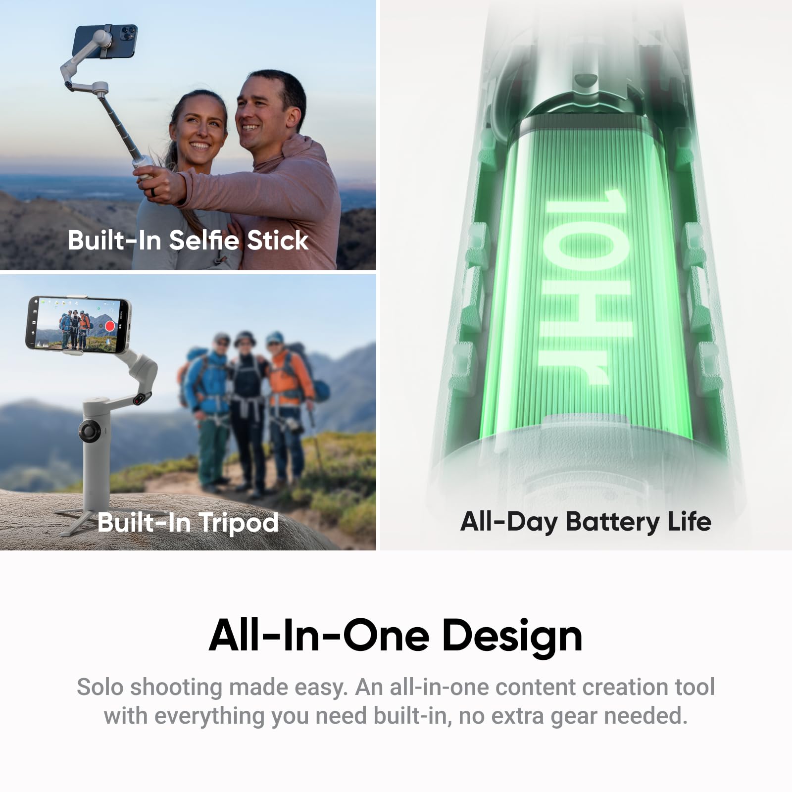 Insta360 Flow 2 Grey - Foldable Ai Phone Gimbal, Ai Tracking, Multi-Person Tracking, Built-In Tripod/Selfie Stick, Remote Contro