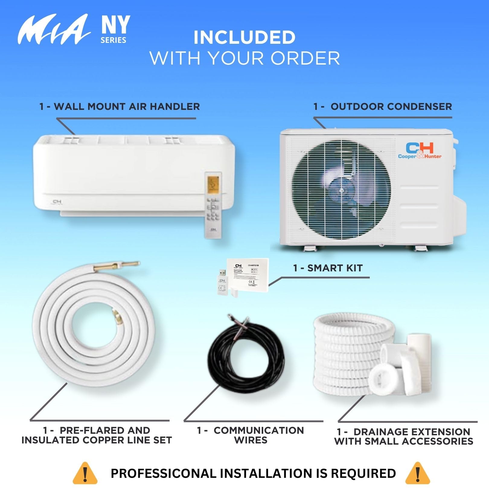 Cooper & Hunter 24,000 Btu, 230V, 17 Seer Ductless Mini Split Ac/Heating System Pre Charged Inverter Heat Pump With 16Ft Install