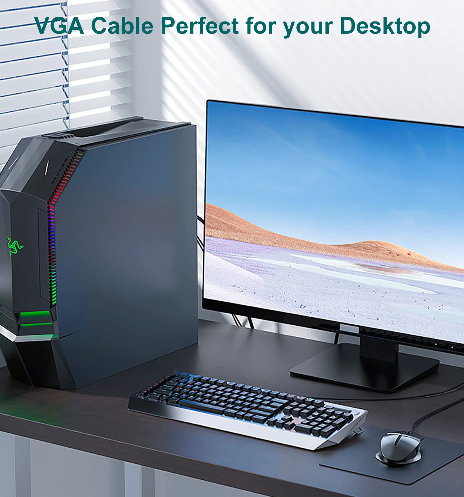 Vga Cable 2 Pack, 3Ft Vga Monitor Cable Male To Male Cord 1080P Full Hd High Resolution For Monitor Tv Computer Projector Blue