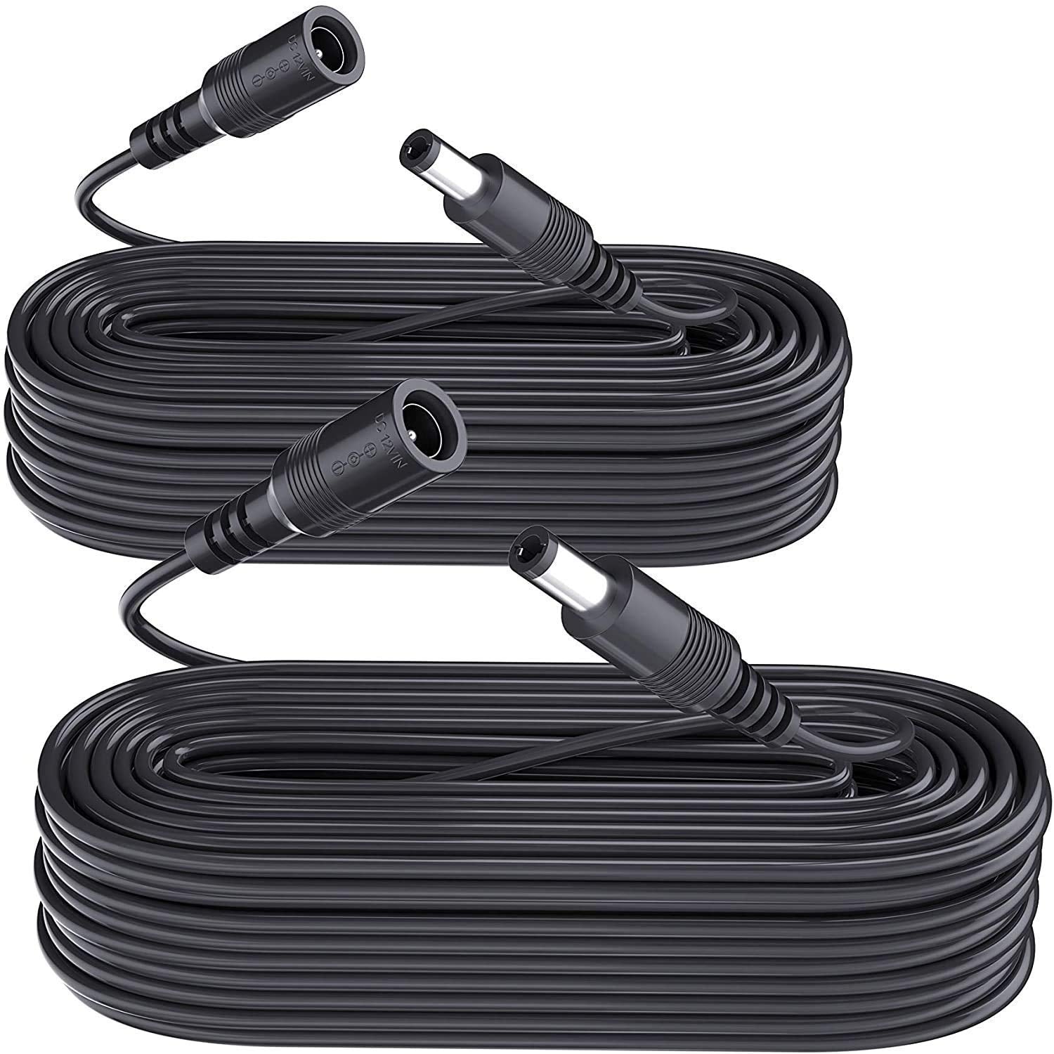 2 Pack 33Ft/10M Power Extension Cable, Dc 12V Power Extension Cord 2.1Mm X 5.5Mm, Compatible With 12V Dc Power Supply Adapter Or