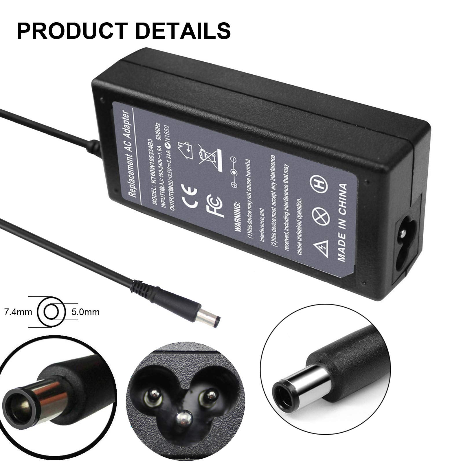 Zayupvl 65W 7.4Mm Tip Replacement Ac Adapter For Dell Latitude 3190 7470 5580 7280 La65Ns2 01 E5570 E7450 E6430 E6410 E6440 E744