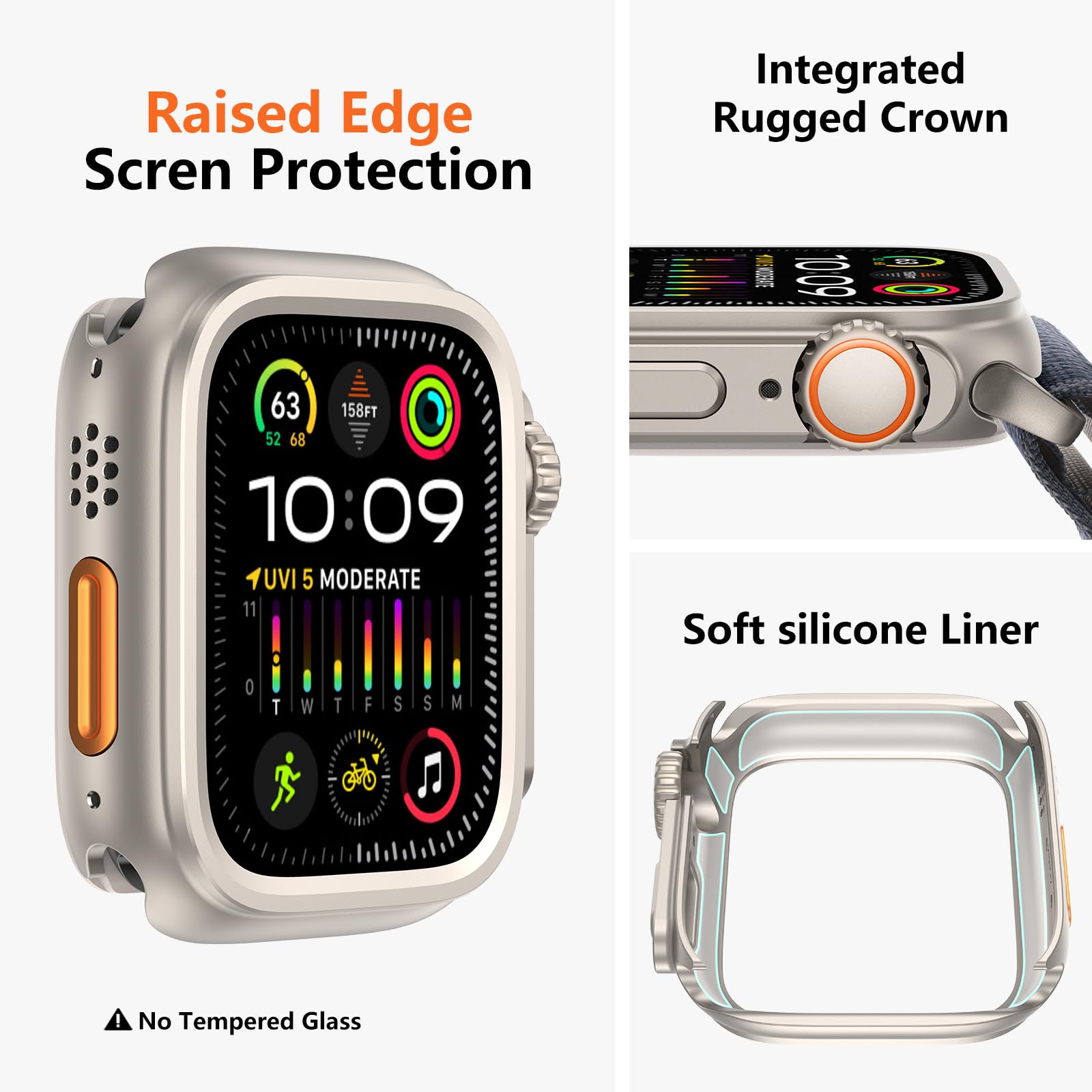 Amband 3 In 1 Metal Case Compatible With Apple Watch Series 6/5/4 Se/Se2 44Mm, W1 Rugged Bumper Protector [Turning Into Ultra 2/