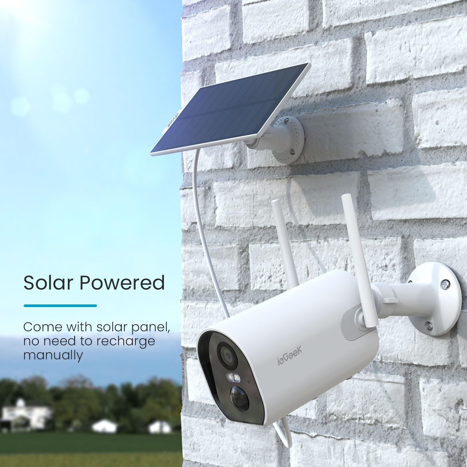 2K Solar Camera Security Outdoor With Spotlight & Siren, Ai Detection Wireless Cameras For Home Security, 3Mp Color Night Vision/2 Way Talk/Compatible With Alexa