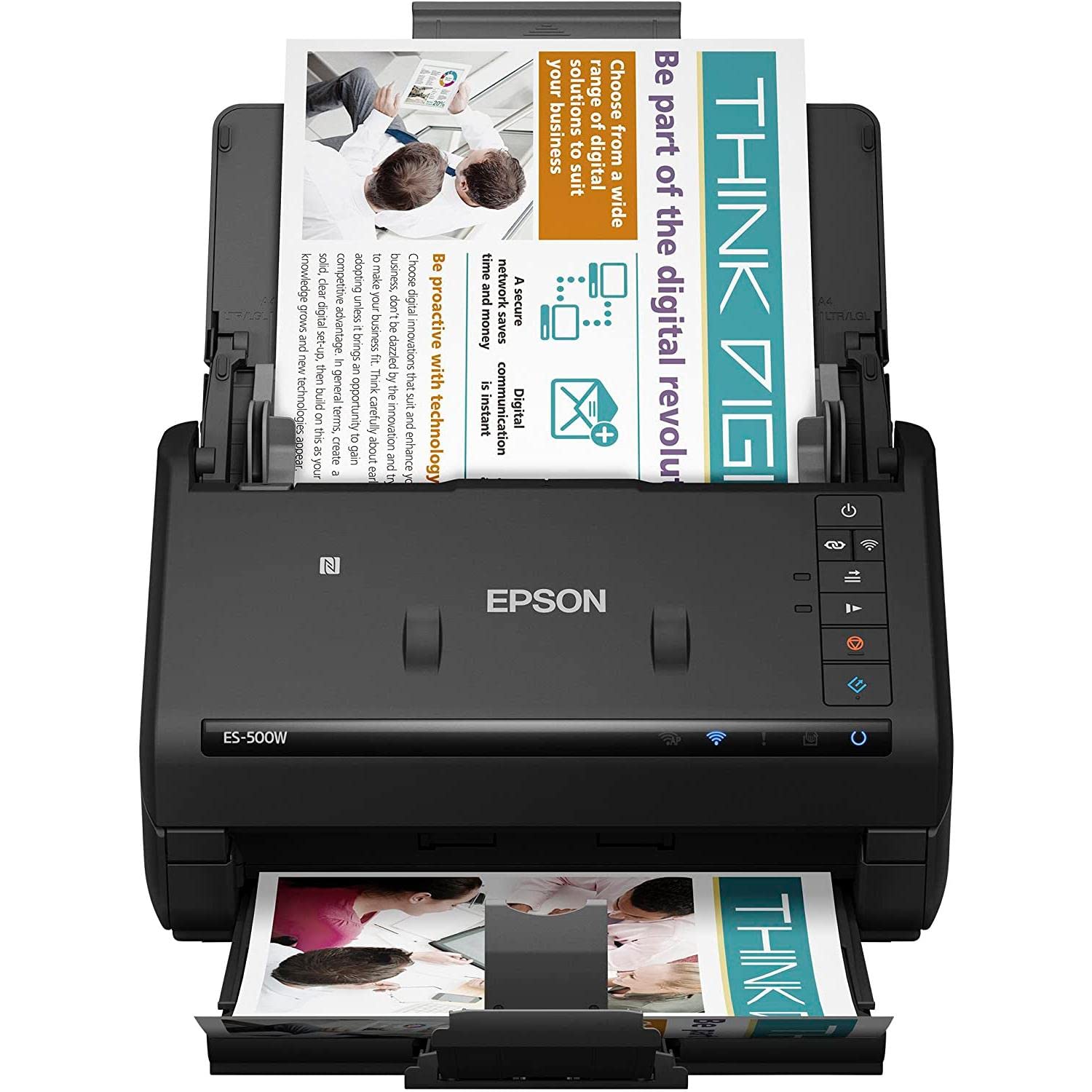 Epson Workforce Es 500W Wireless Color Duplex Document Scanner For Pc And Mac, Auto Document Feeder (Adf)