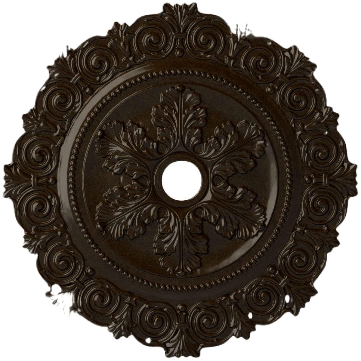 Ekena Millwork CM33SCBZS 33-1/4 x 3-5/8 x 1 Scroll Medallion Ceiling Medallion, Bronze