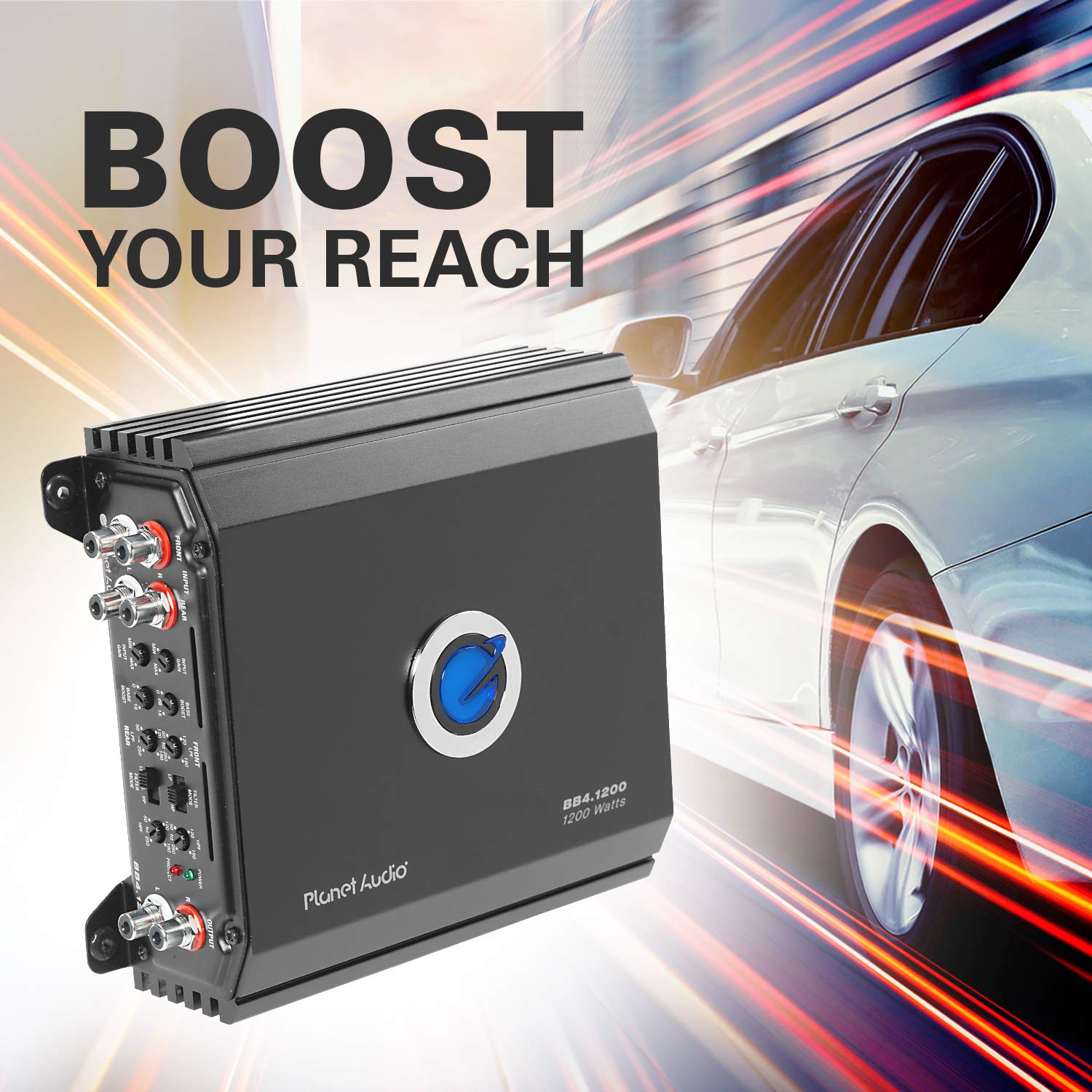 Planet Audio BB4.1200 4 Channel Class D Car Amplifier 1200 Watts Full Range 2-4 Ohm Stable Bridgeable