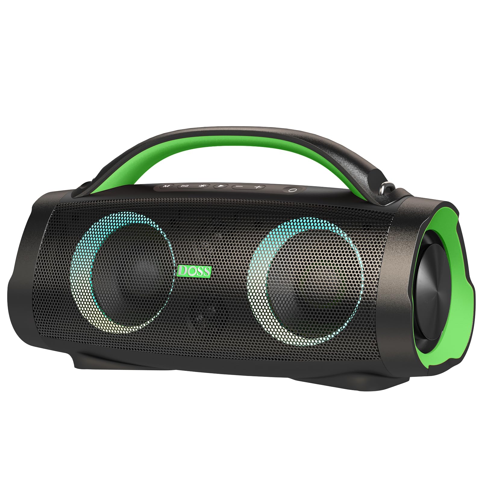 Doss Extreme Boom Pro Loud Bluetooth Speaker With 100W Stereo Sound, Extra Bass, 20H Playtime, Party Sync Led Lights, Built In Power Bank, Ipx6 Waterproof Outdoor Speaker For Camping, Pool Green